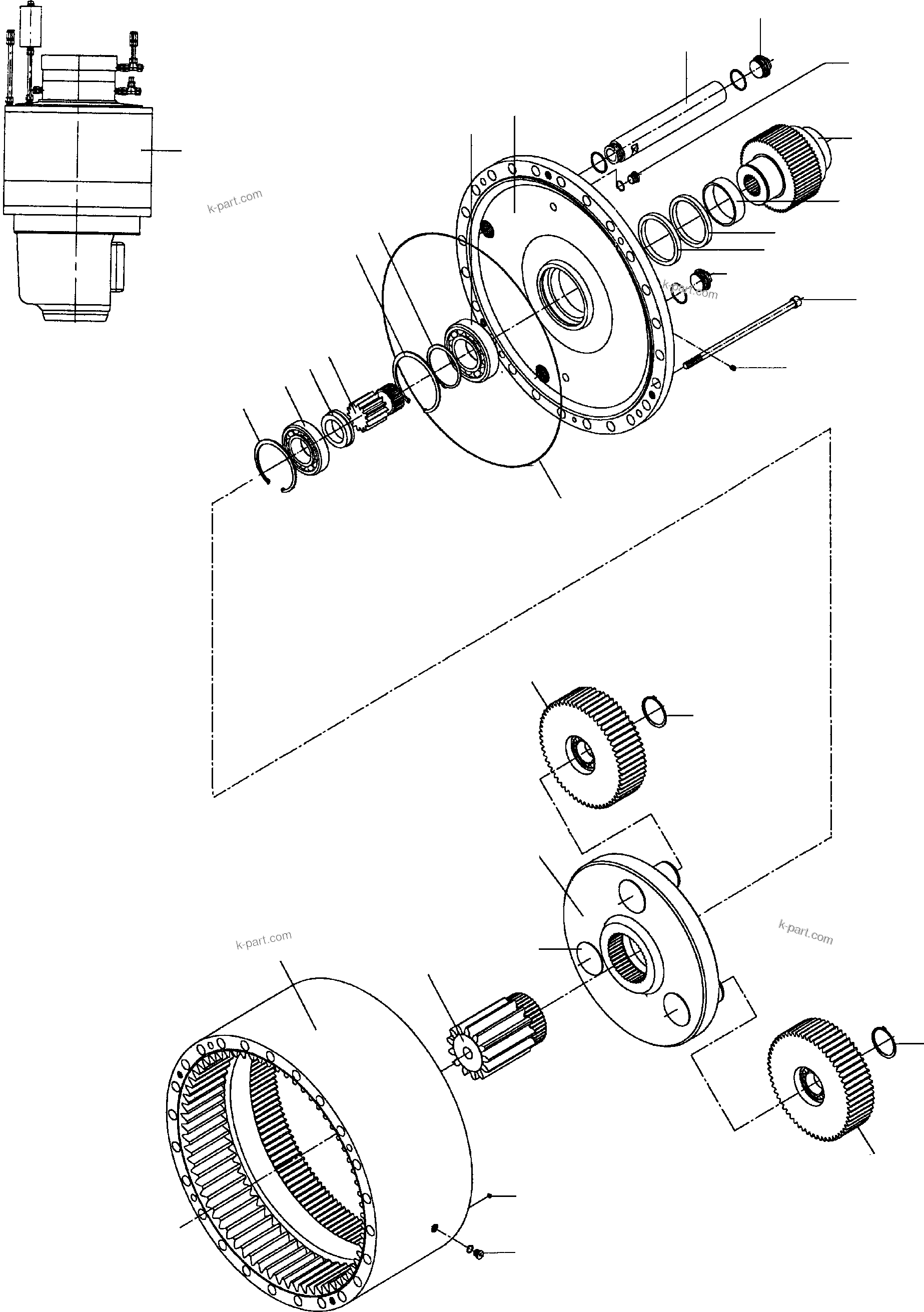 Komatsu parts book diagram for PC4000-6 S/N 08168: SLEW GEAR