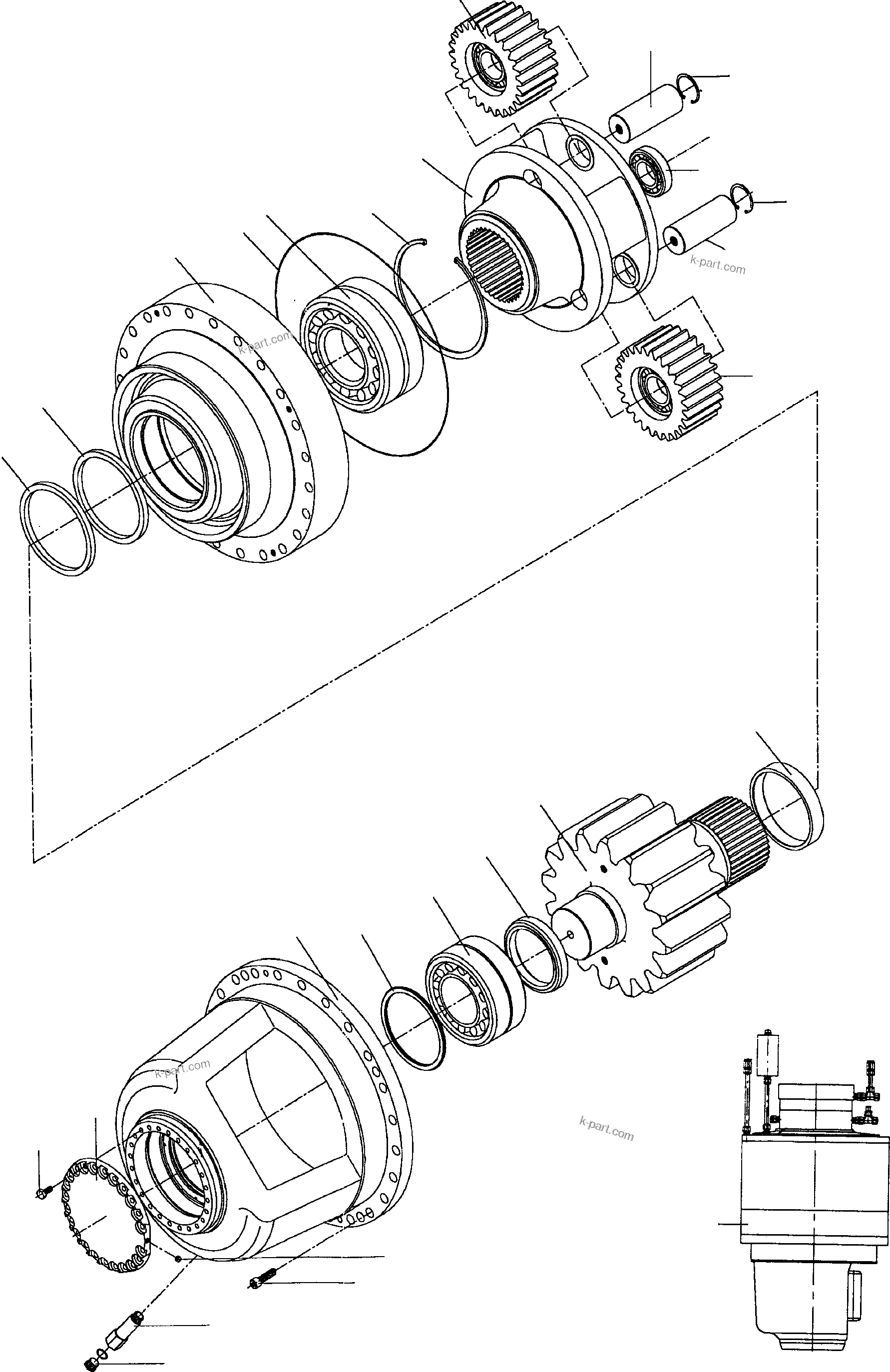 Komatsu parts book diagram for PC4000-6 S/N 08168: SLEW GEAR