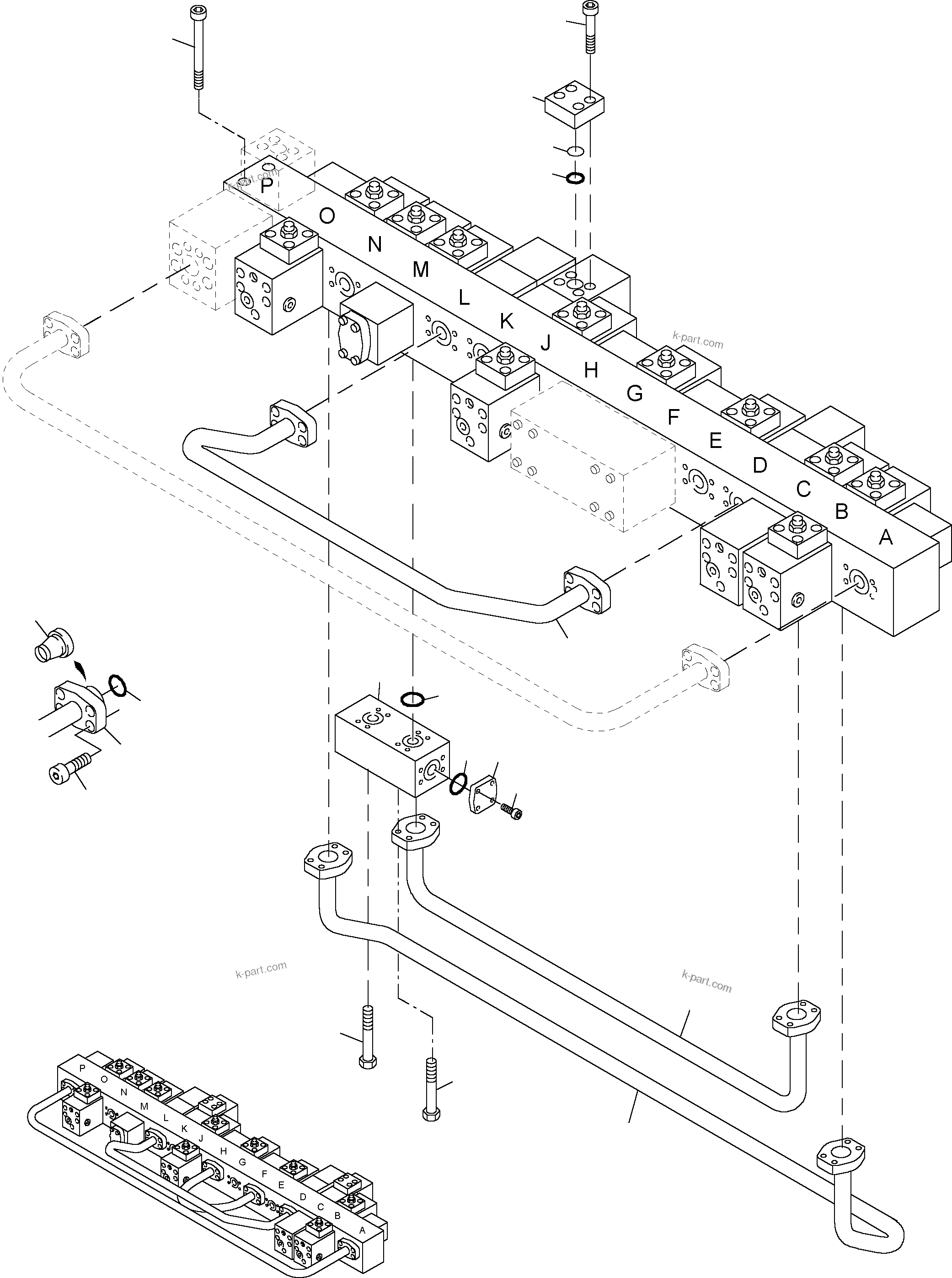 Komatsu parts book diagram for PC4000-6 S/N 08168: MAINFOLD (BBE)