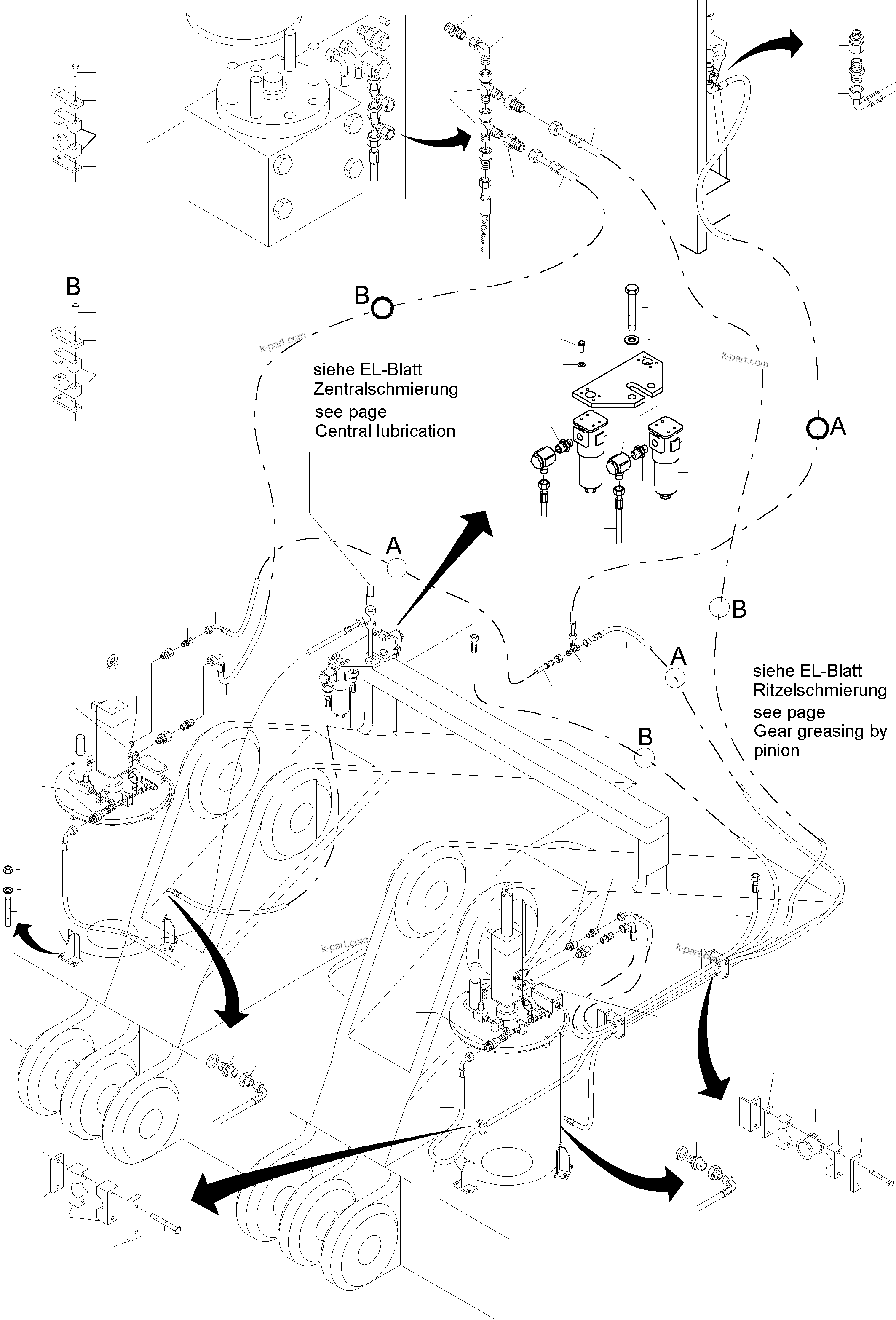 Komatsu parts book diagram for PC4000-6 S/N 08168: LUBE PUMP STATION ARRANGEMENT