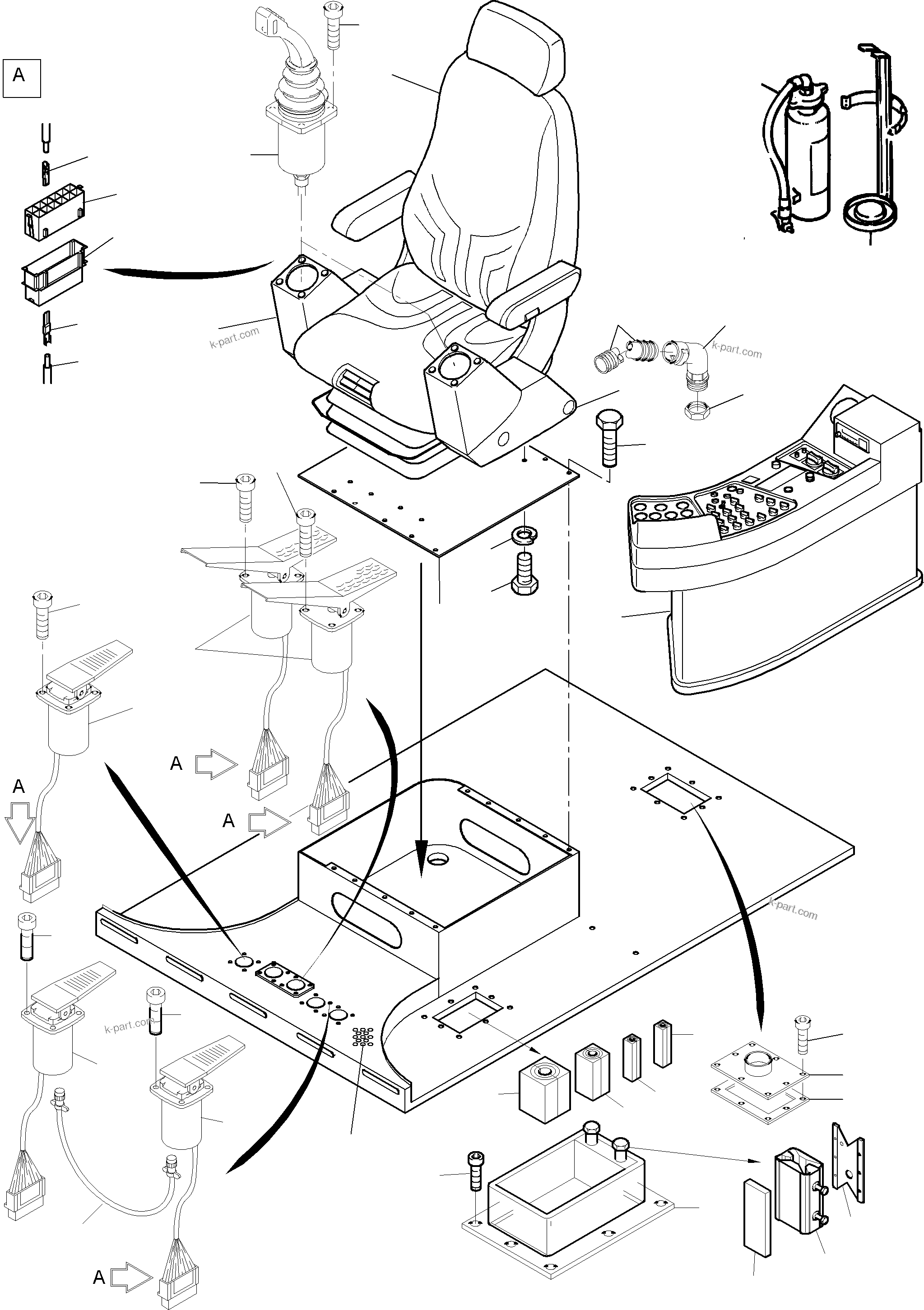 Komatsu parts book diagram for PC4000-6 S/N 08168: OPERATOR'S STAND