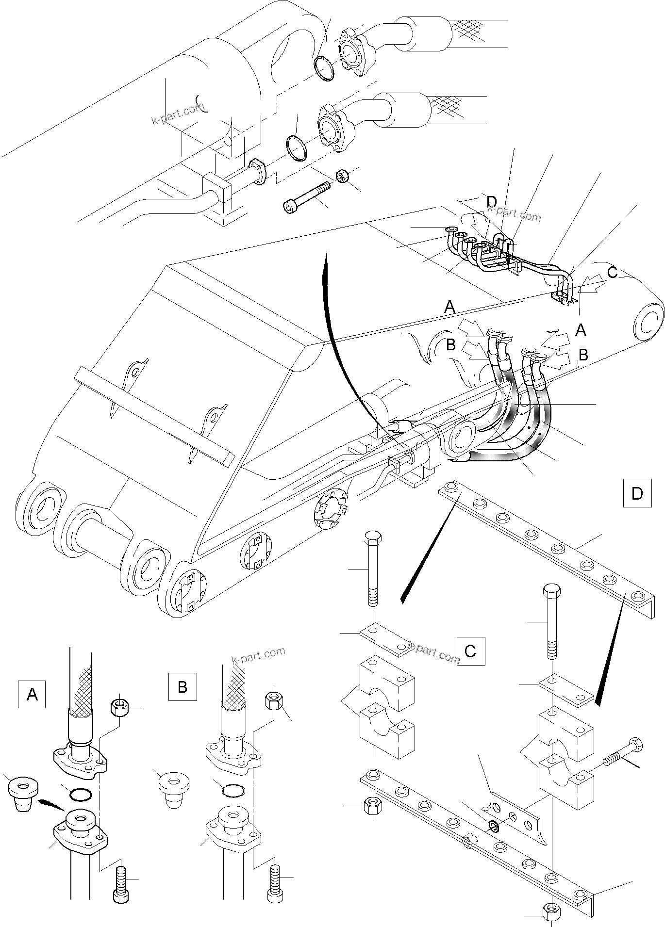 Komatsu parts book diagram for PC4000-6 S/N 08168: BULLCLAM BUCKET BOOM 7,15 M