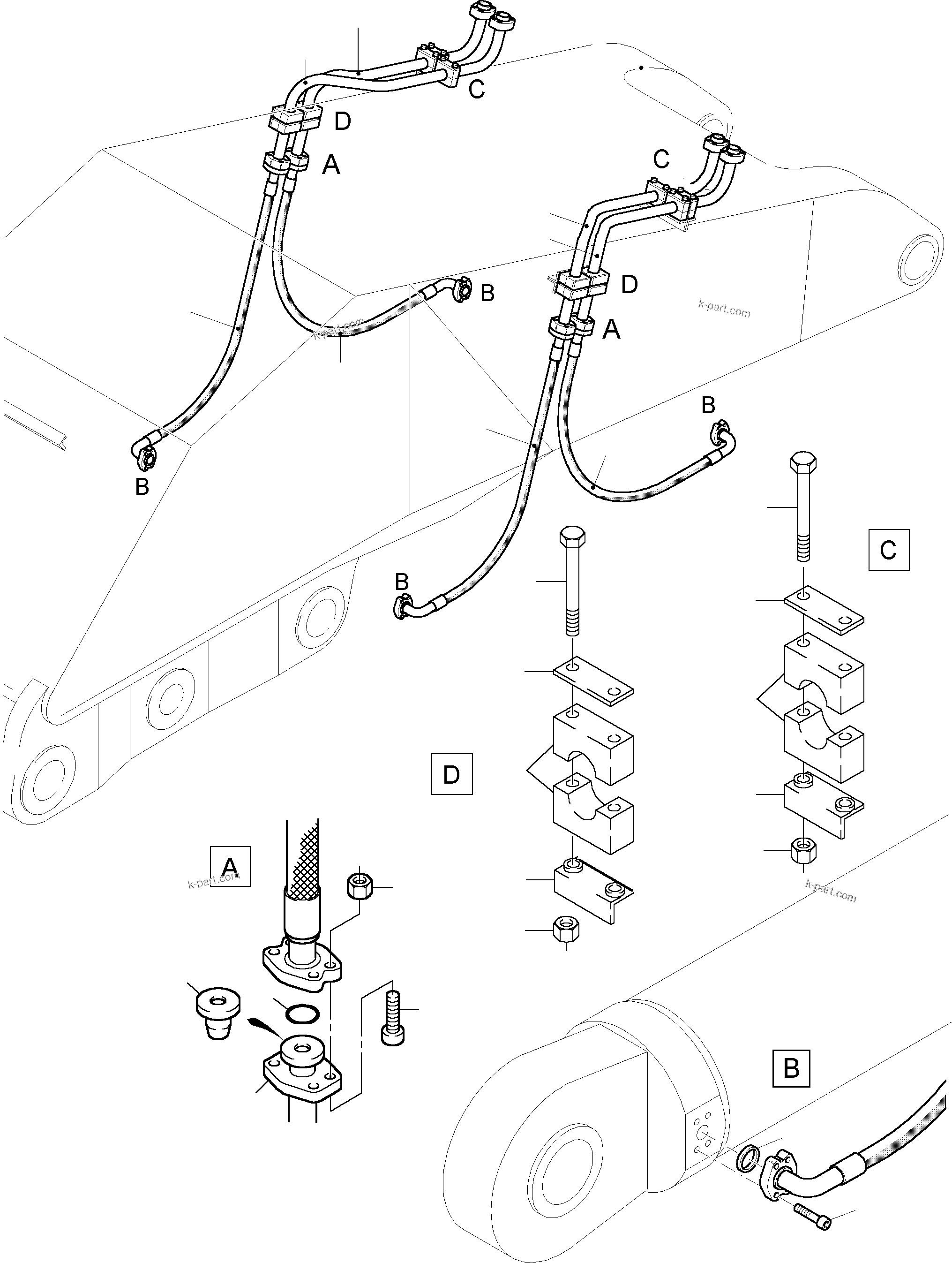 Komatsu parts book diagram for PC4000-6 S/N 08168: BULLCLAM BUCKET BOOM 7,15 M