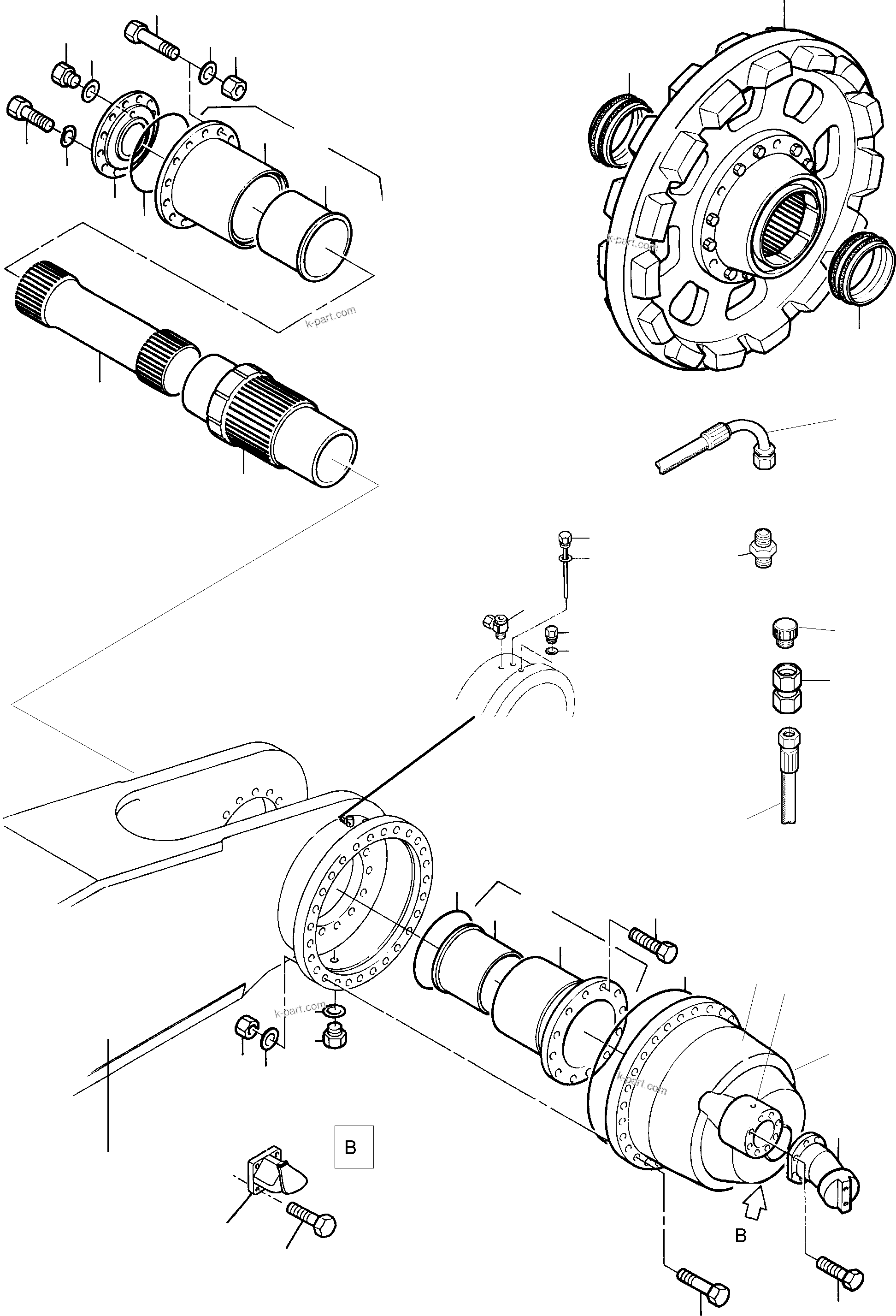 Komatsu parts book diagram for PC4000-6 S/N 08168: TRACK GROUP DRIVE SPROCKET SIDE R.H. AND L.H.