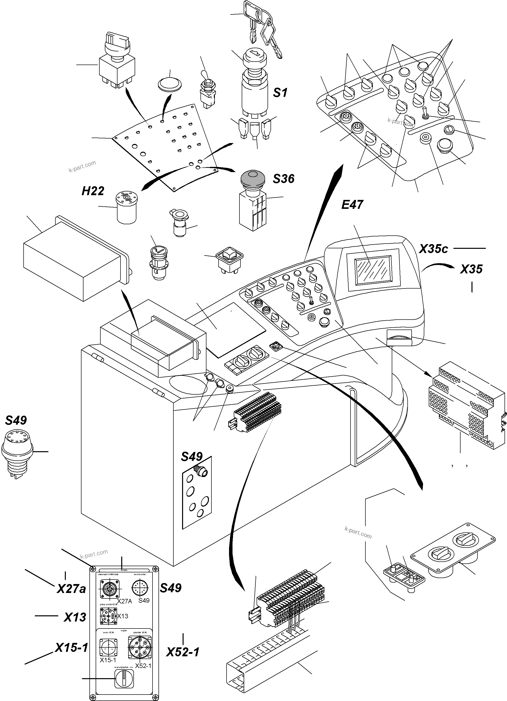 Komatsu parts book diagram for PC4000-6 S/N 08168: OPERATION PANEL
