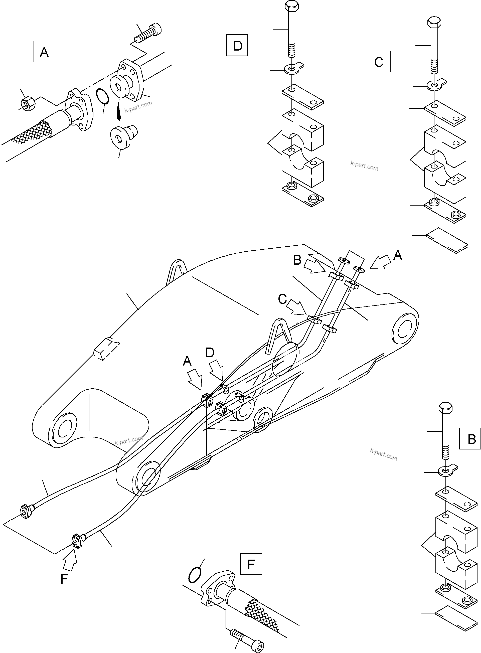 Komatsu parts book diagram for PC4000-6 S/N 08168: BULLCLAM BUCKET STICK 4,9 M