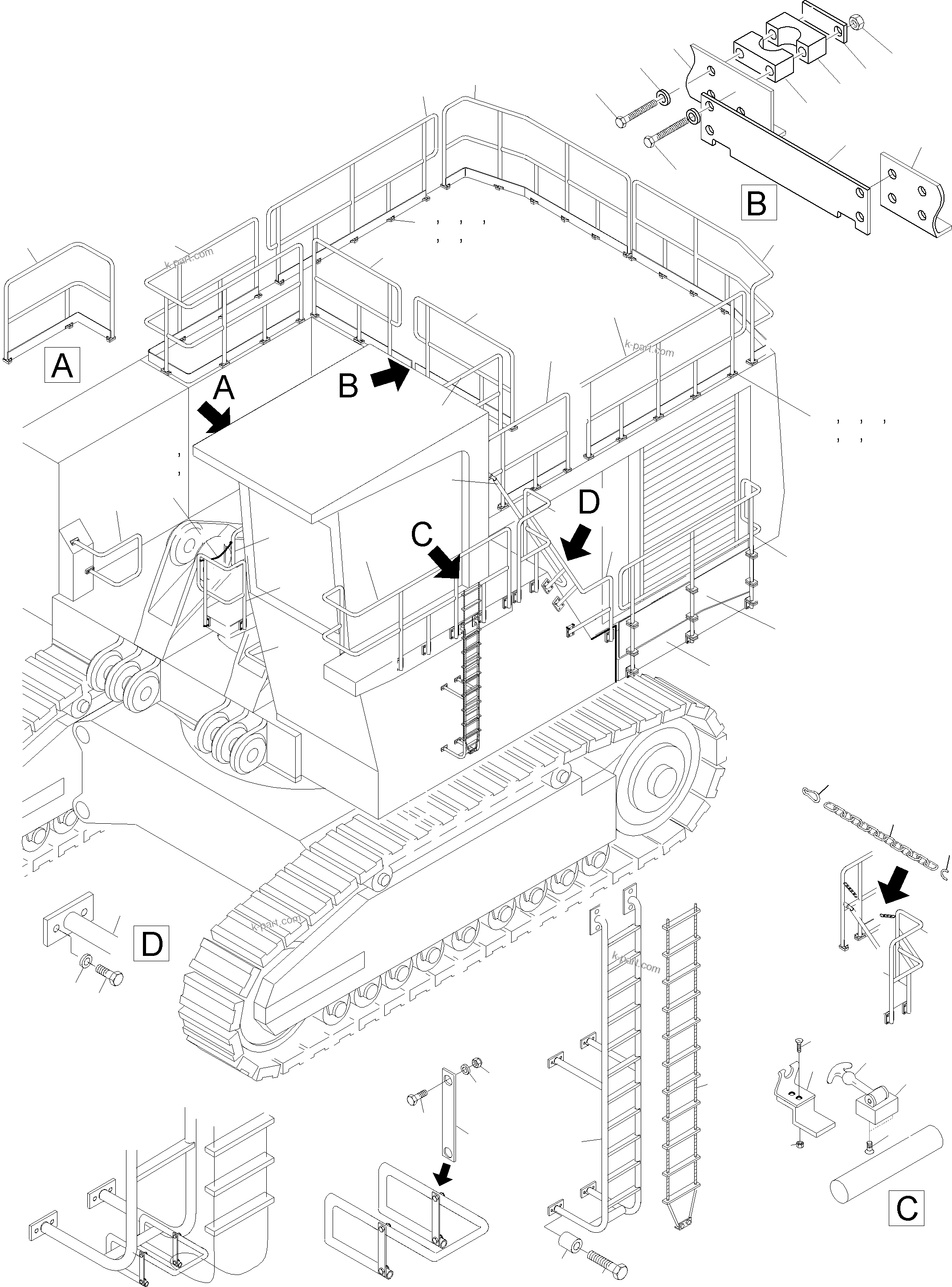 Komatsu parts book diagram for PC4000-6 S/N 08168: RAILS (BBE)