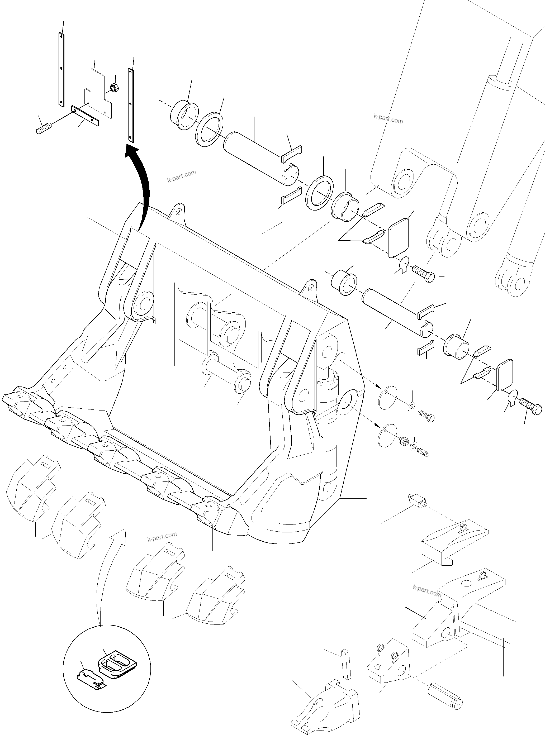 Komatsu parts book diagram for PC4000-6 S/N 08168: BULLCLAM BUCKET 24,0 CBM