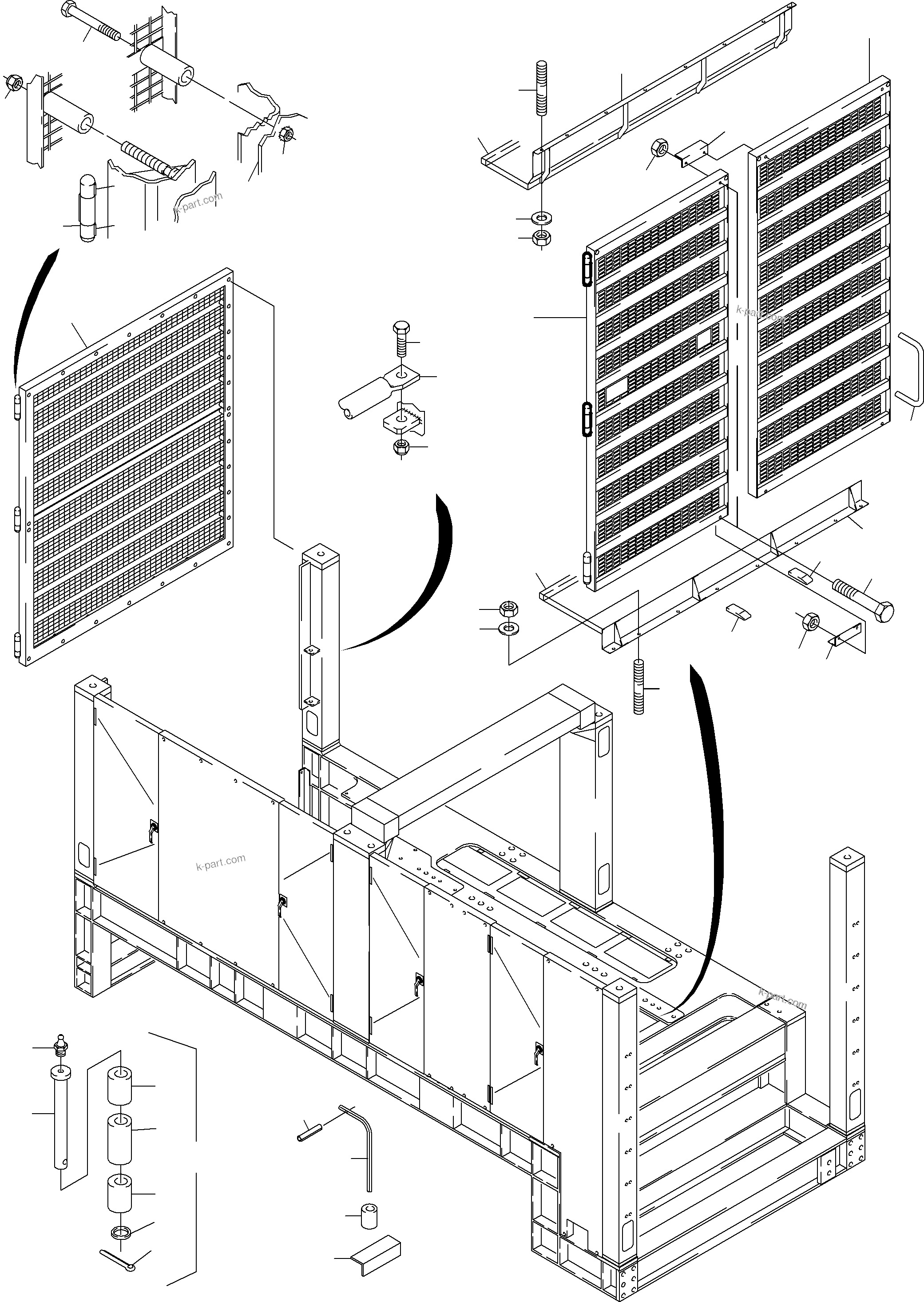 Komatsu parts book diagram for PC4000-6 S/N 08168: COVERING, ENGINE HOUSING