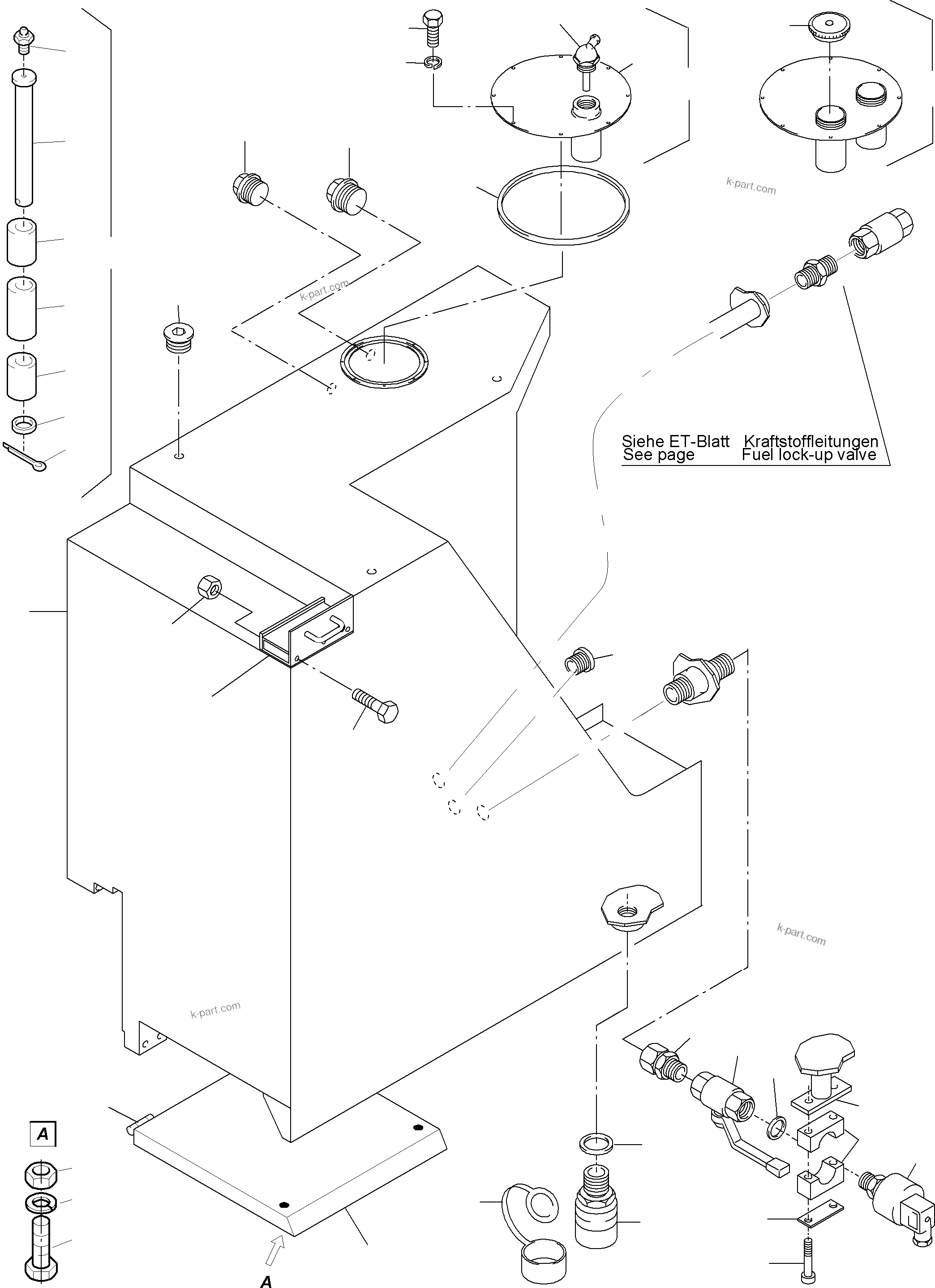 Komatsu parts book diagram for PC4000-6 S/N 08168: FUEL TANK