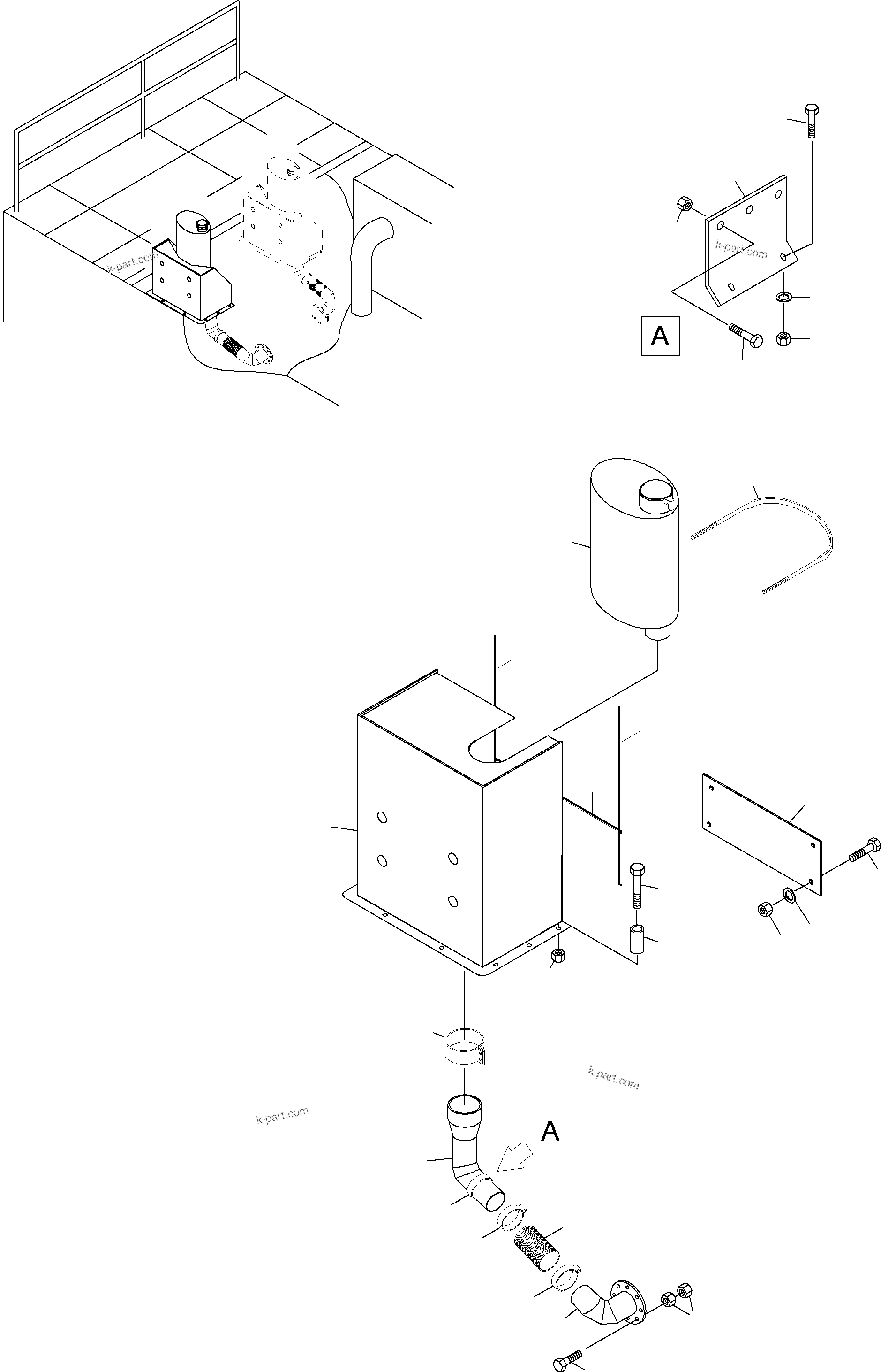 Komatsu parts book diagram for PC4000-6 S/N 08168: EXHAUST SYSTEM