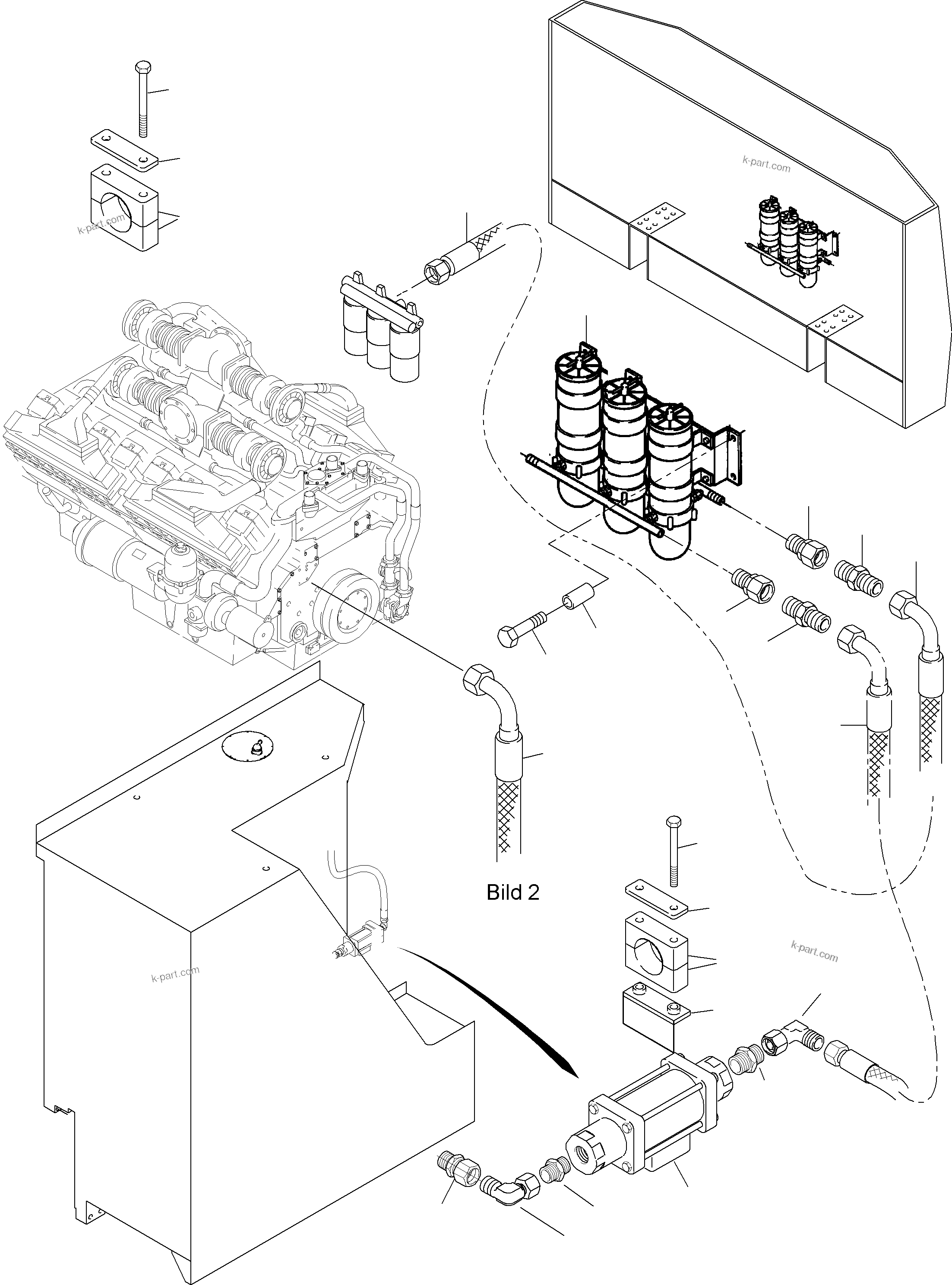 Komatsu parts book diagram for PC4000-6 S/N 08168: FUEL LINES WITH SEPARATOR