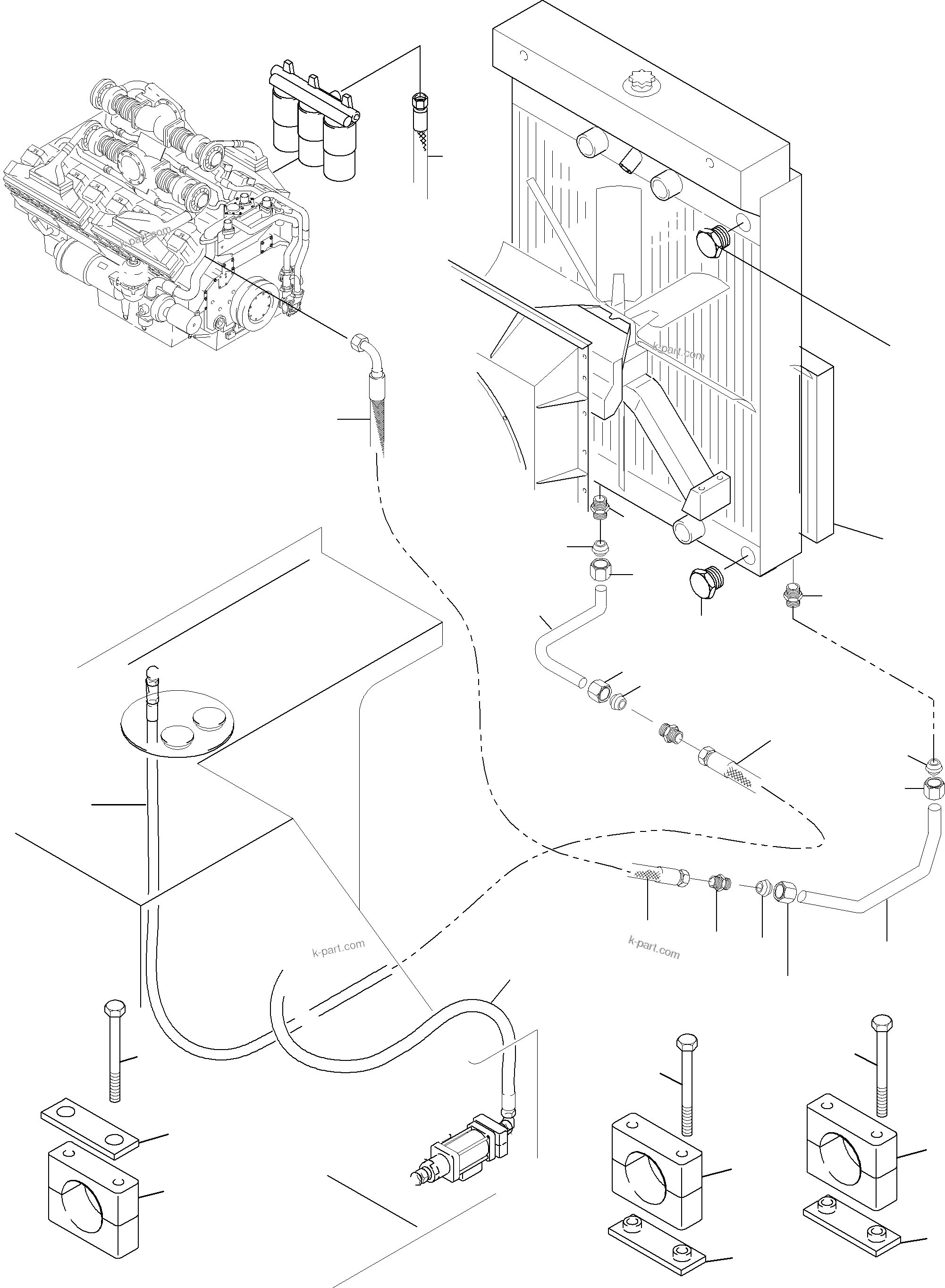 Komatsu parts book diagram for PC4000-6 S/N 08168: FUEL LINES WITH SEPARATOR