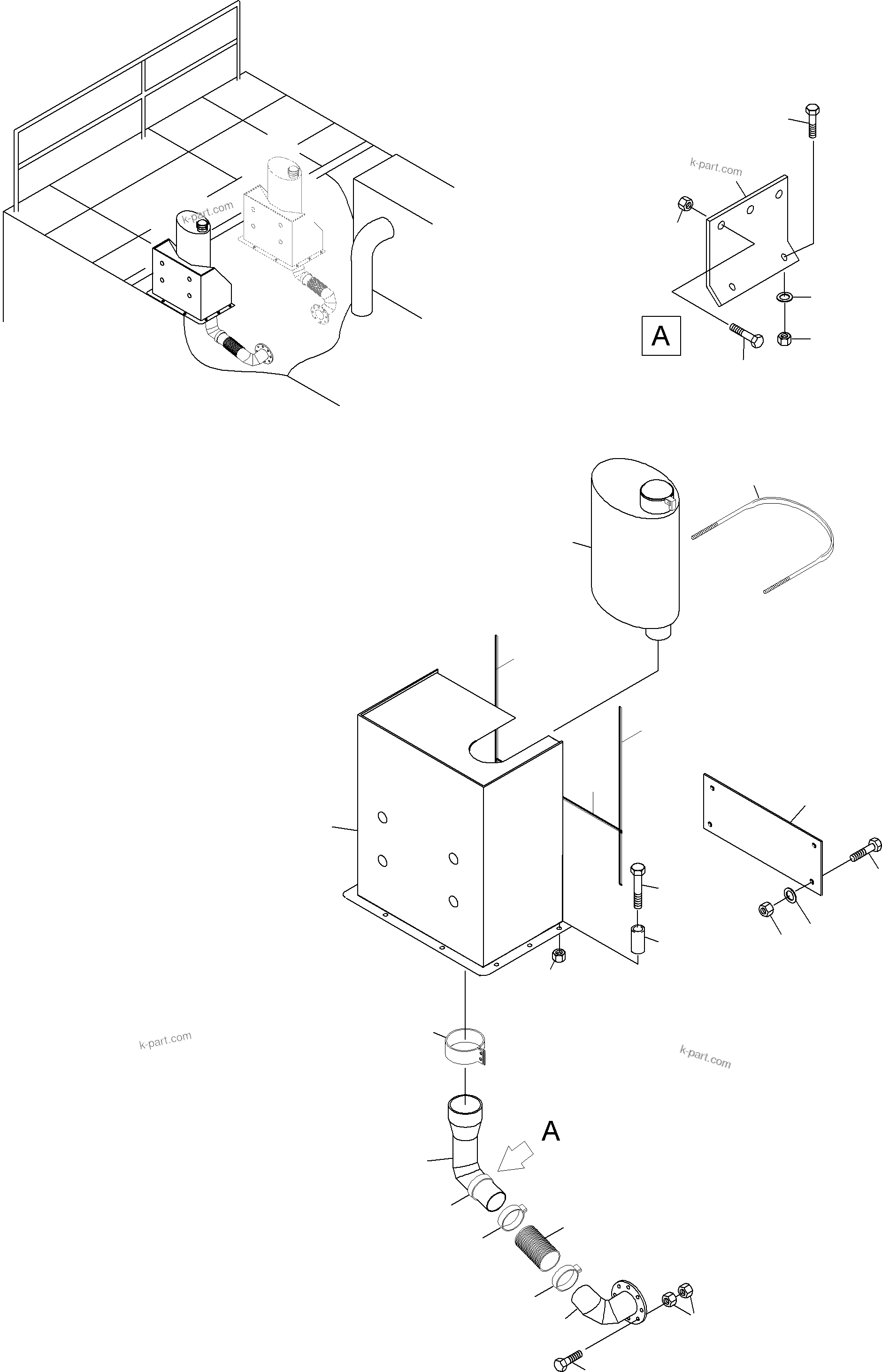Komatsu parts book diagram for PC4000-6 S/N 08177: EXHAUST SYSTEM