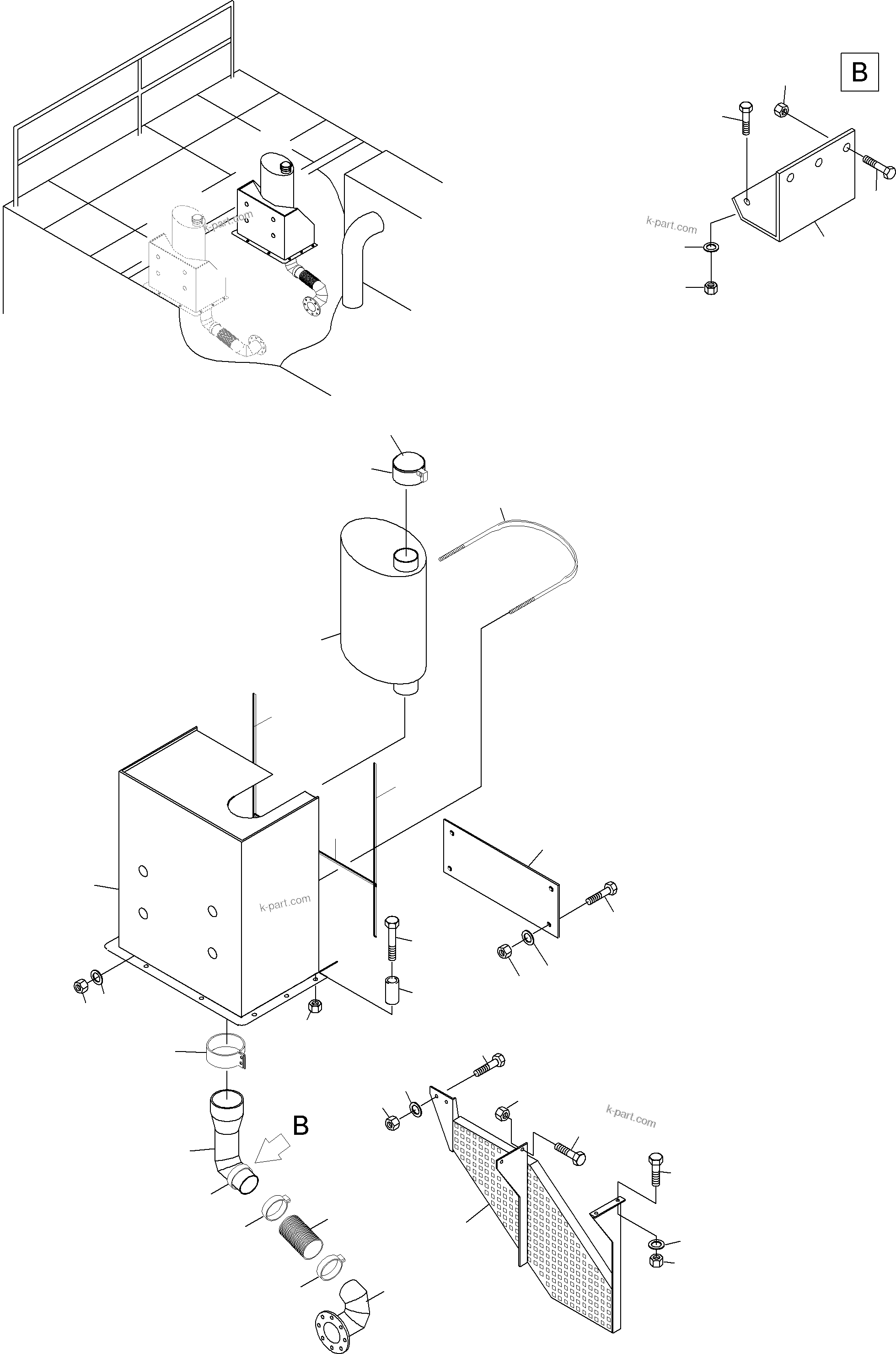 Komatsu parts book diagram for PC4000-6 S/N 08177: EXHAUST SYSTEM