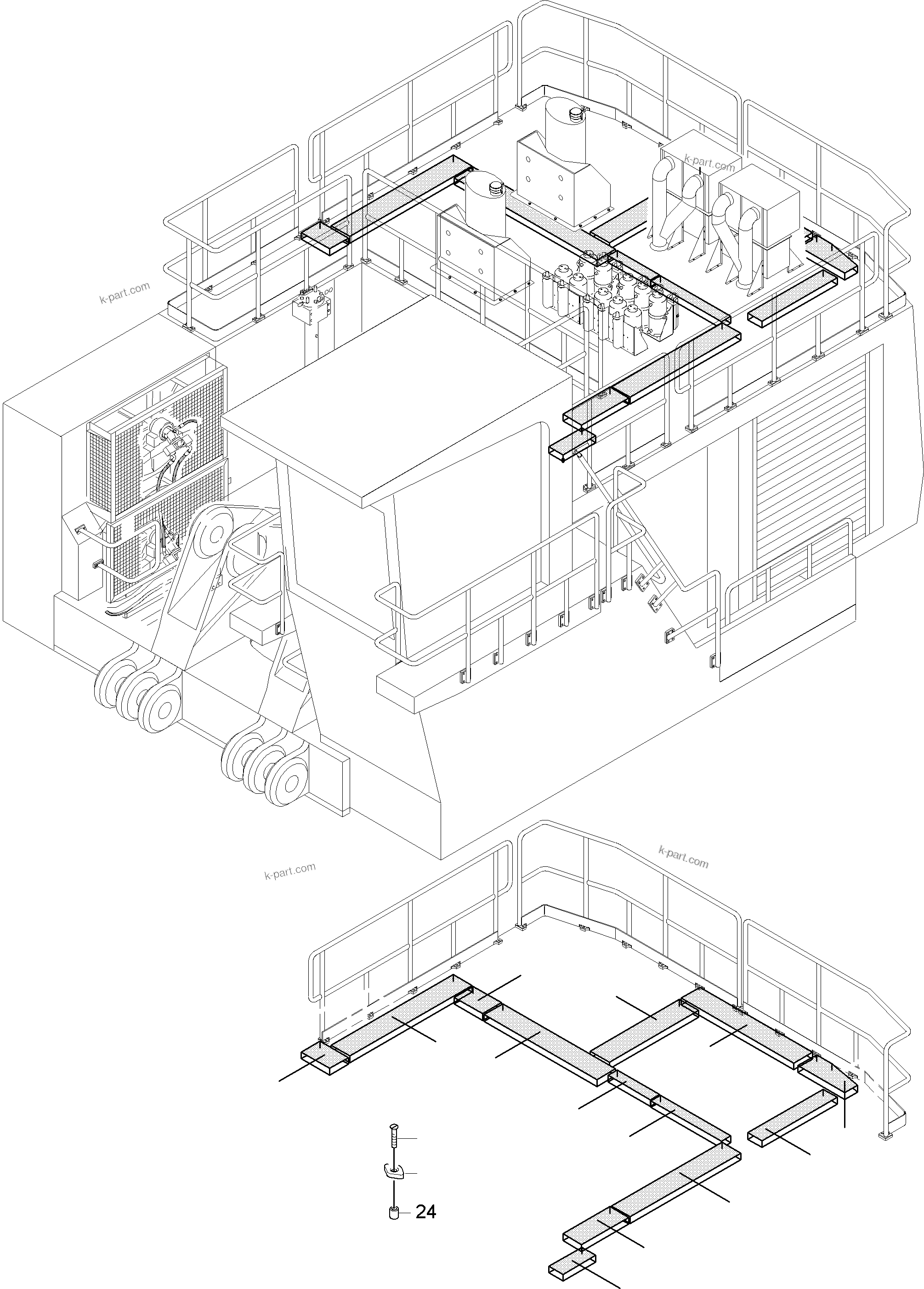 Komatsu parts book diagram for PC4000-6 S/N 08177: PLATFORM + CEILING WALK (BBE)