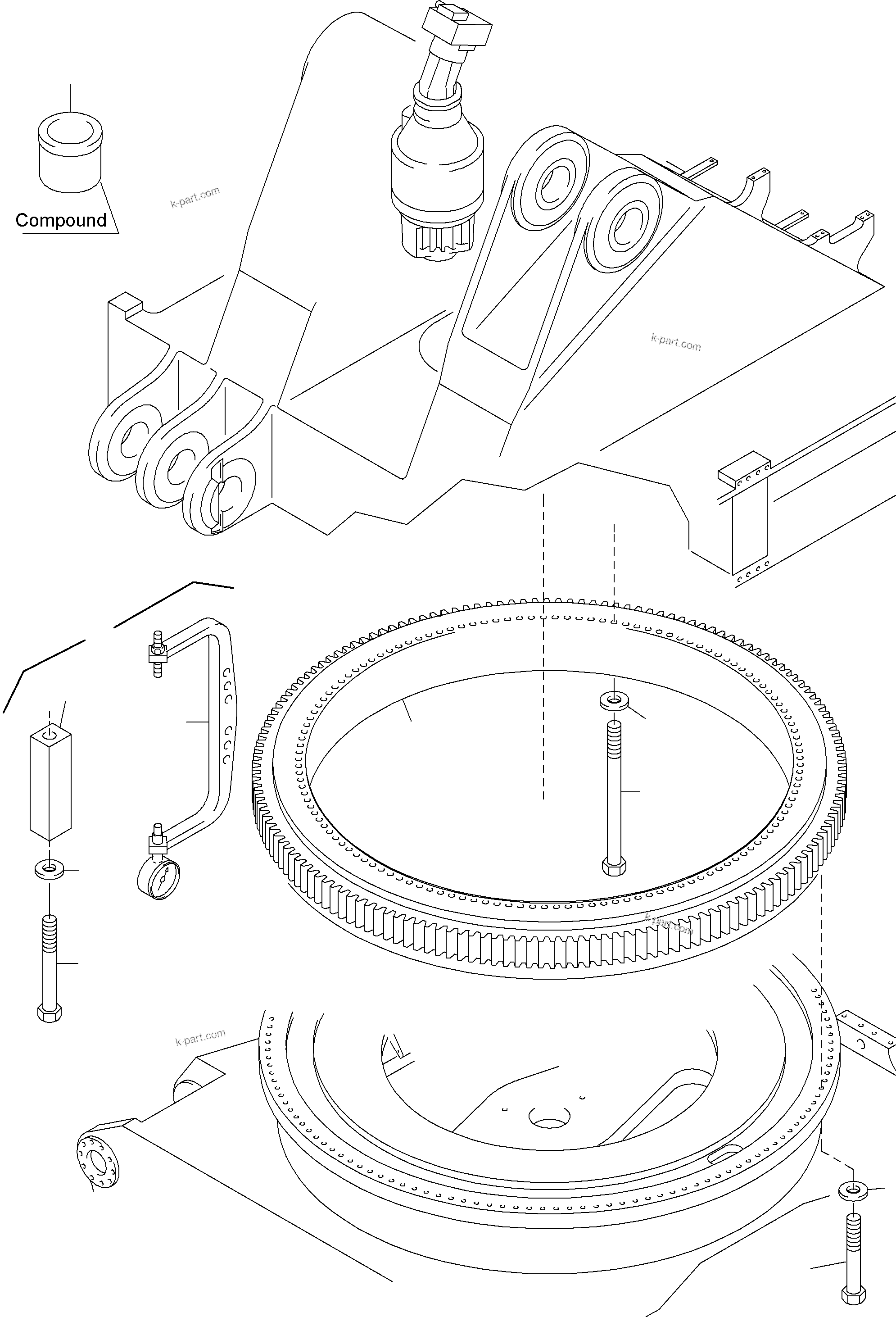 Komatsu parts book diagram for PC4000-6 S/N 08177: SLEW RING ARR.