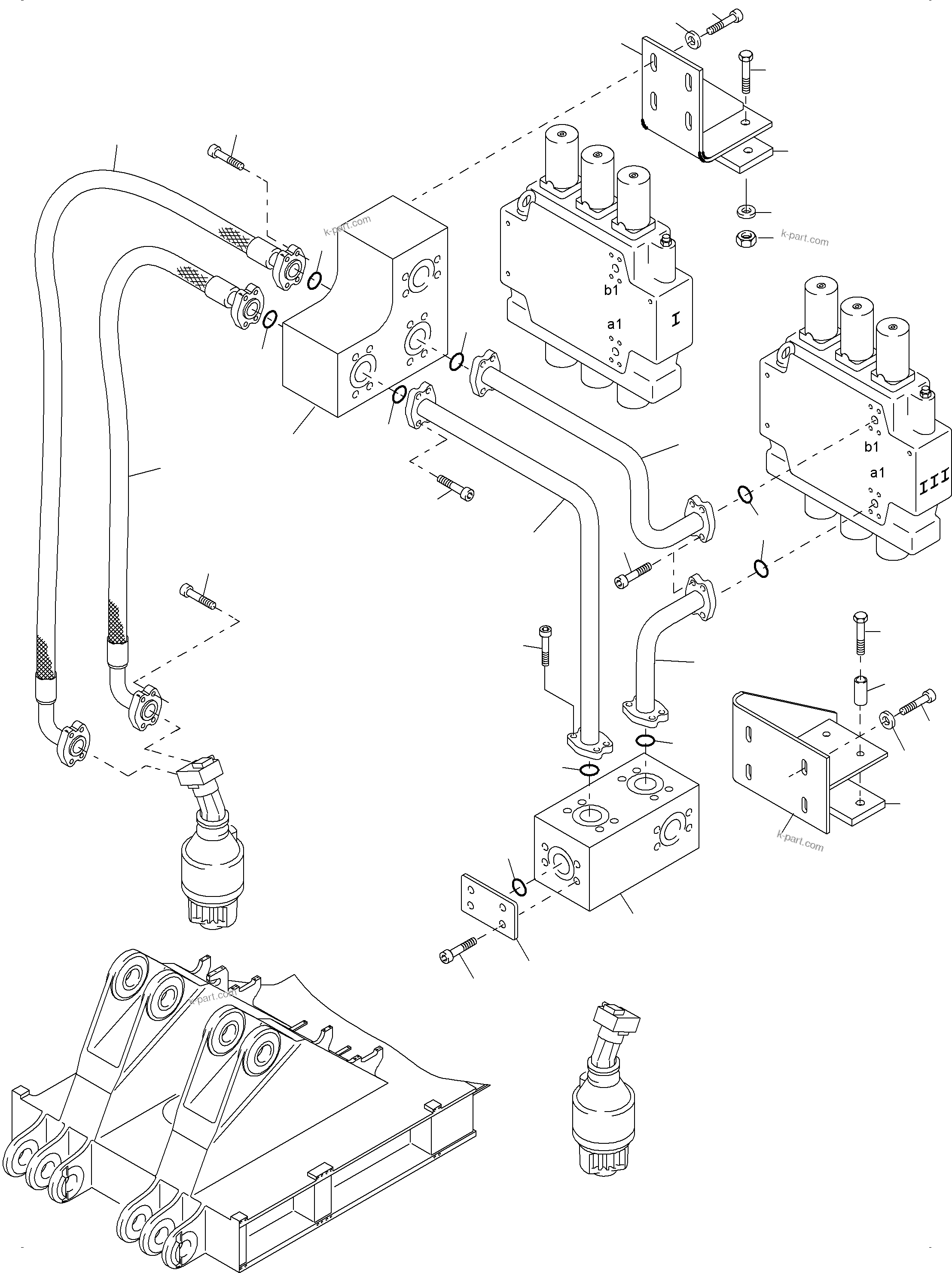 Komatsu parts book diagram for PC4000-6 S/N 08177: PRESSURE LINES - SLEW GEAR