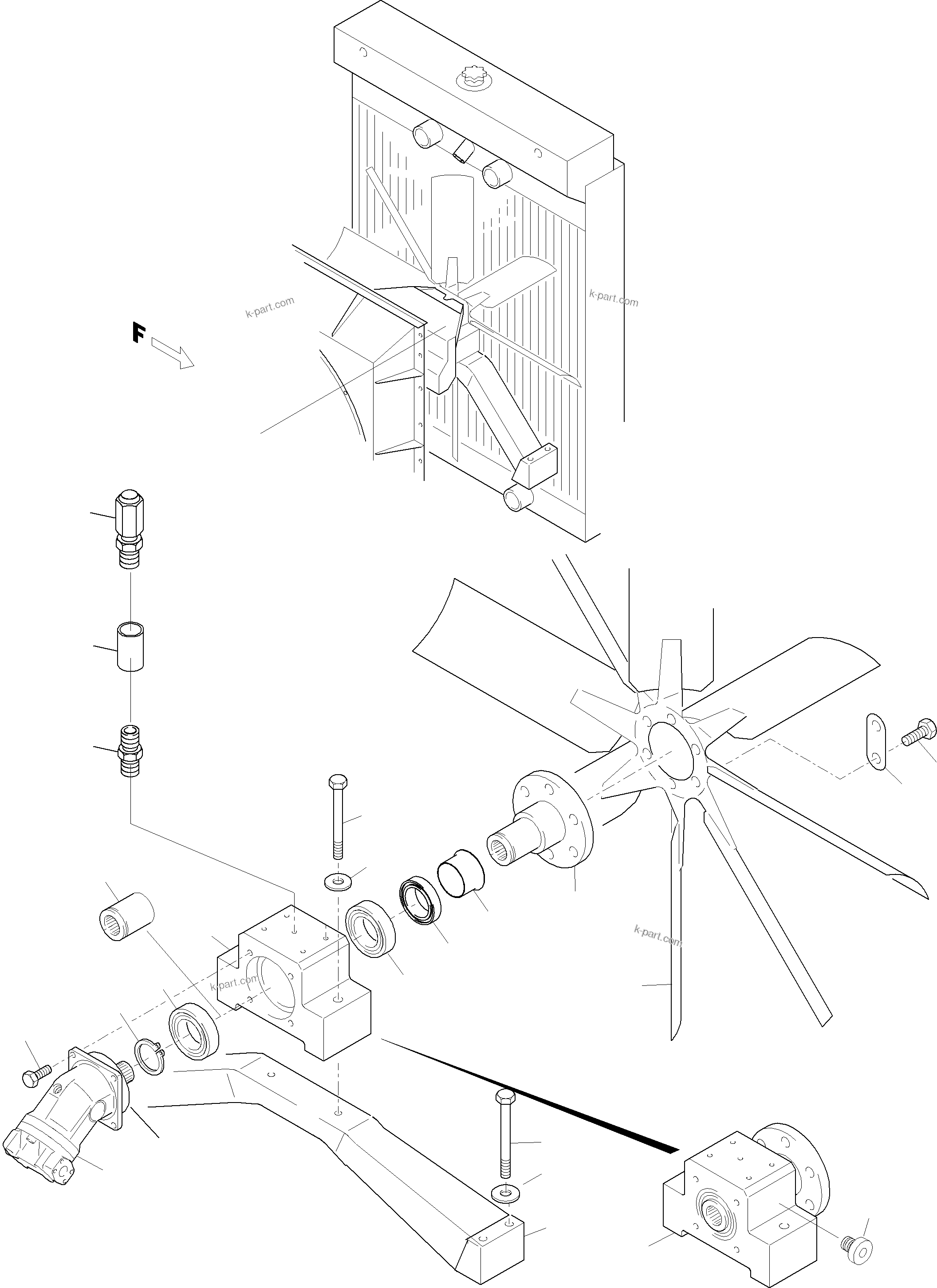 Komatsu parts book diagram for PC4000-6 S/N 08177: RADIATOR - FAN DRIVE - FAN MOTOR