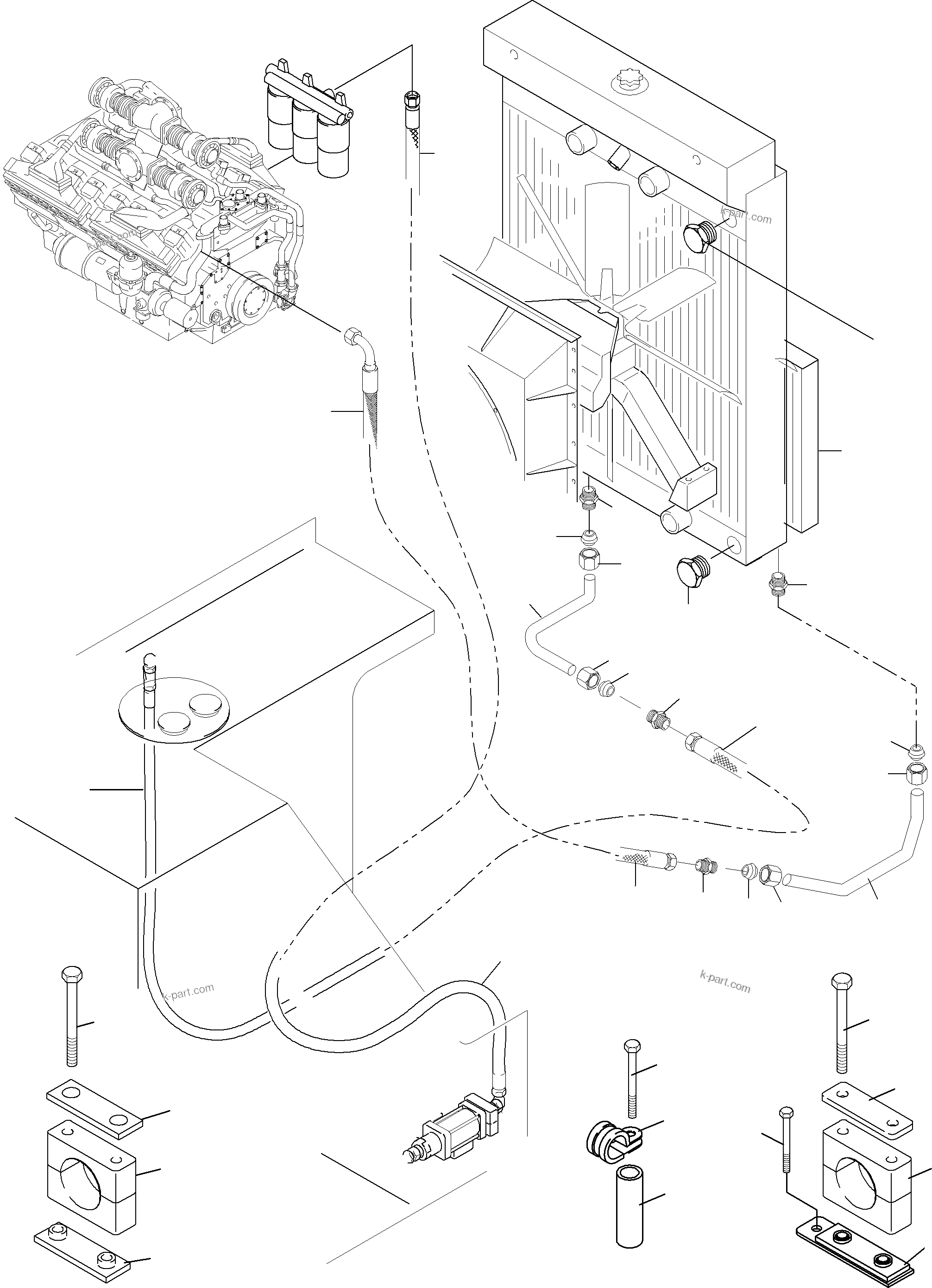 Komatsu parts book diagram for PC4000-6 S/N 08177: FUEL LINES WITH FUEL COOLANT