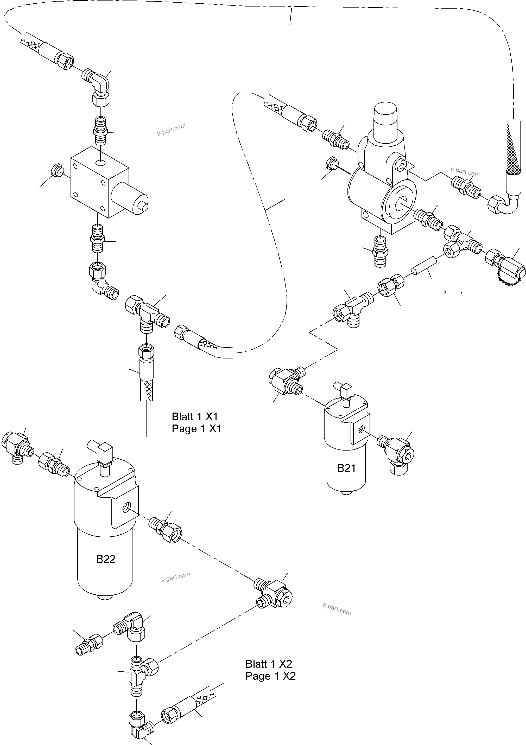 Komatsu parts book diagram for PC4000-6 S/N 08177: CONTROL- AND FILTER PLATE PIPING