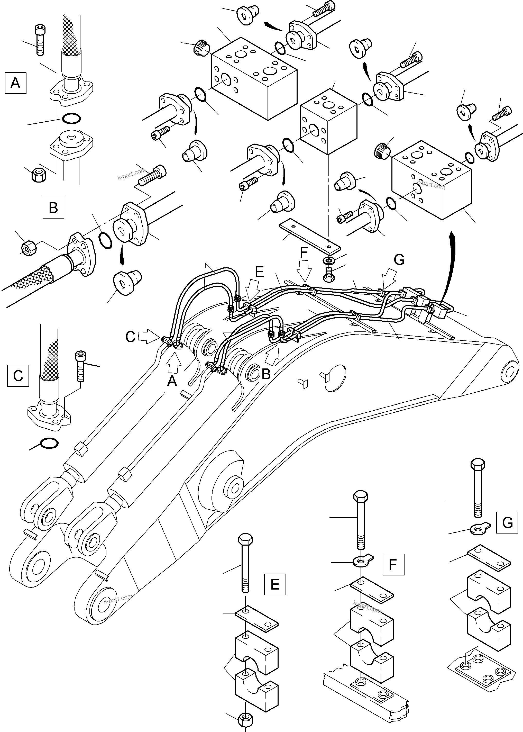 Komatsu parts book diagram for PC4000-6 S/N 08177: BOOM BACKHOE EQUIPMENT 9,75 M