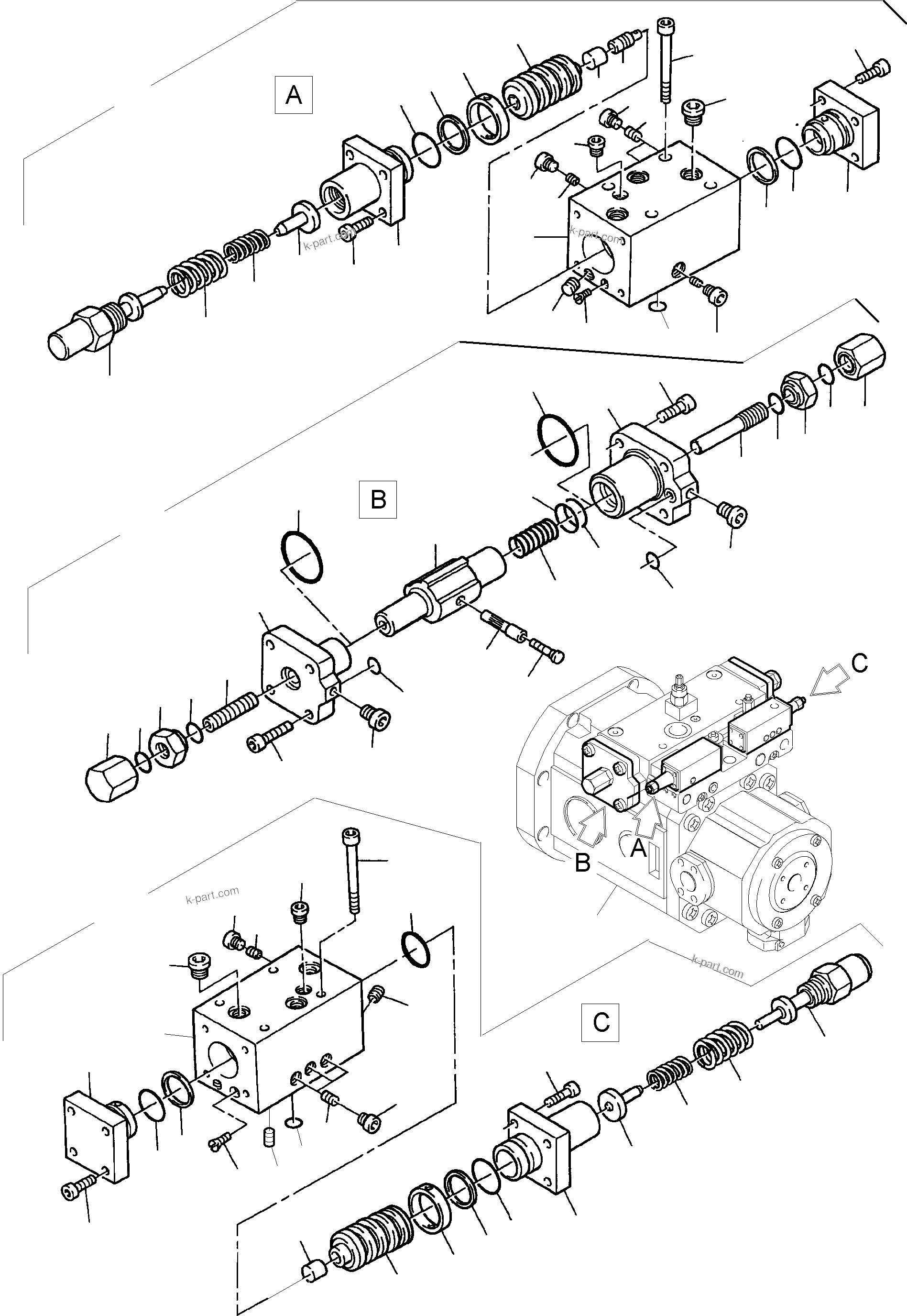 Komatsu parts book diagram for PC4000-6 S/N 08177: VARIABLE DISPLACEMENT PUMP
