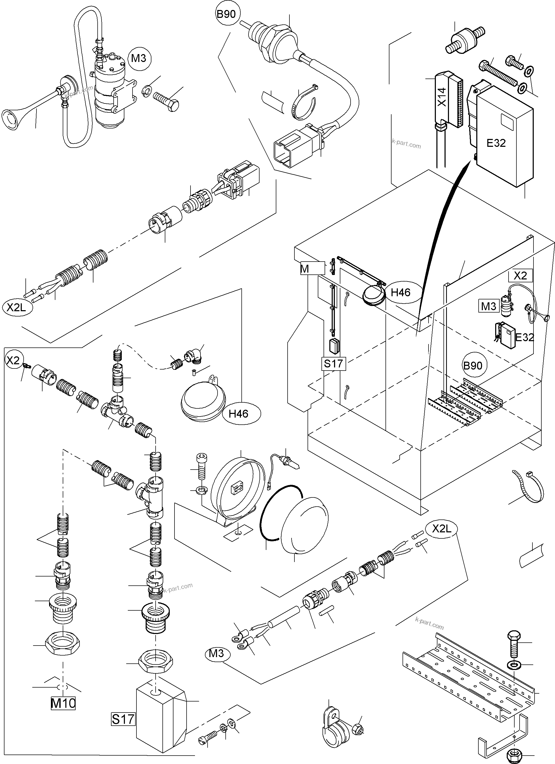 Komatsu parts book diagram for PC4000-6 S/N 08177: ELECTRIC - CAB SUPPORT