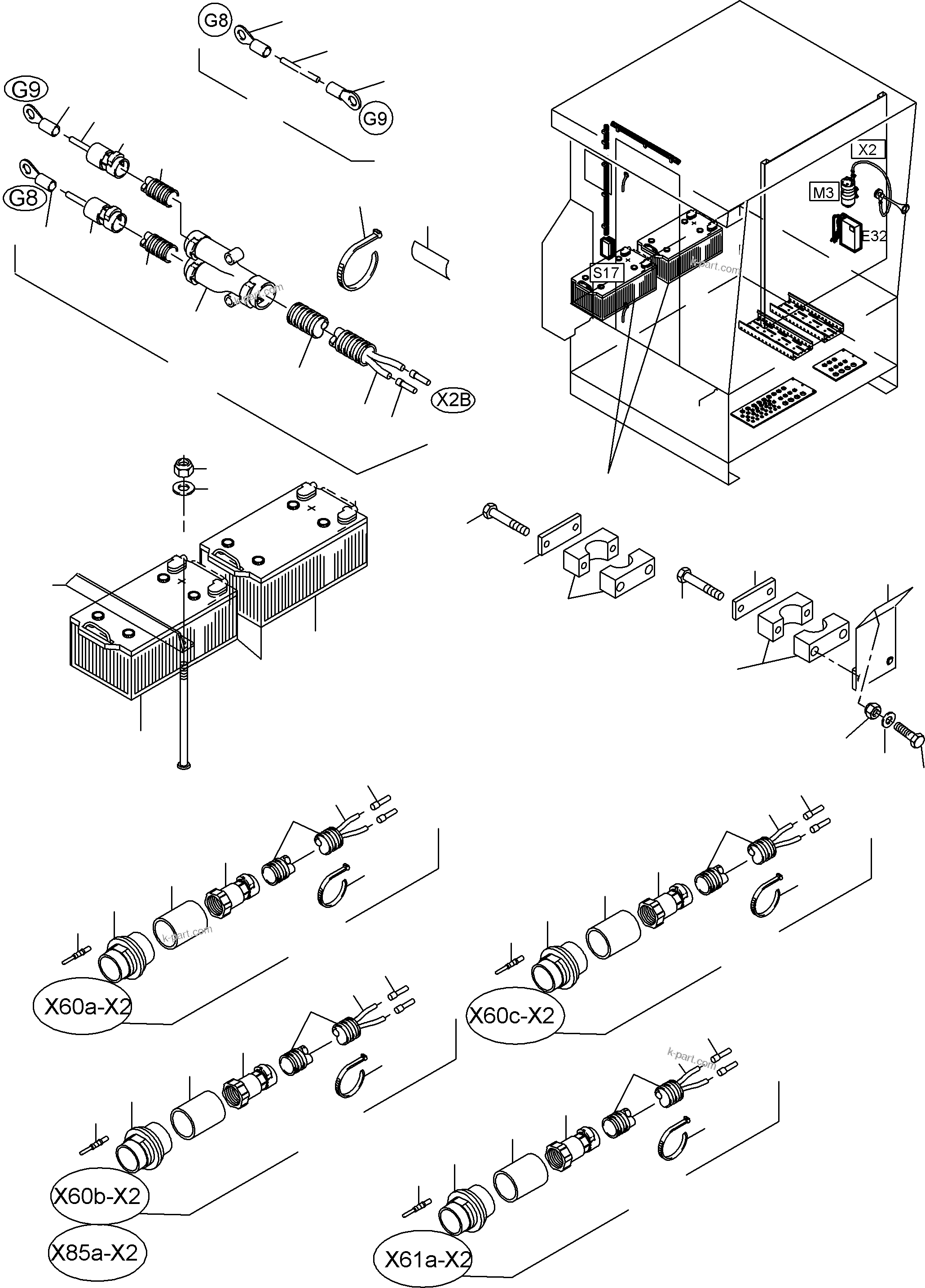 Komatsu parts book diagram for PC4000-6 S/N 08177: ELECTRIC - CAB SUPPORT
