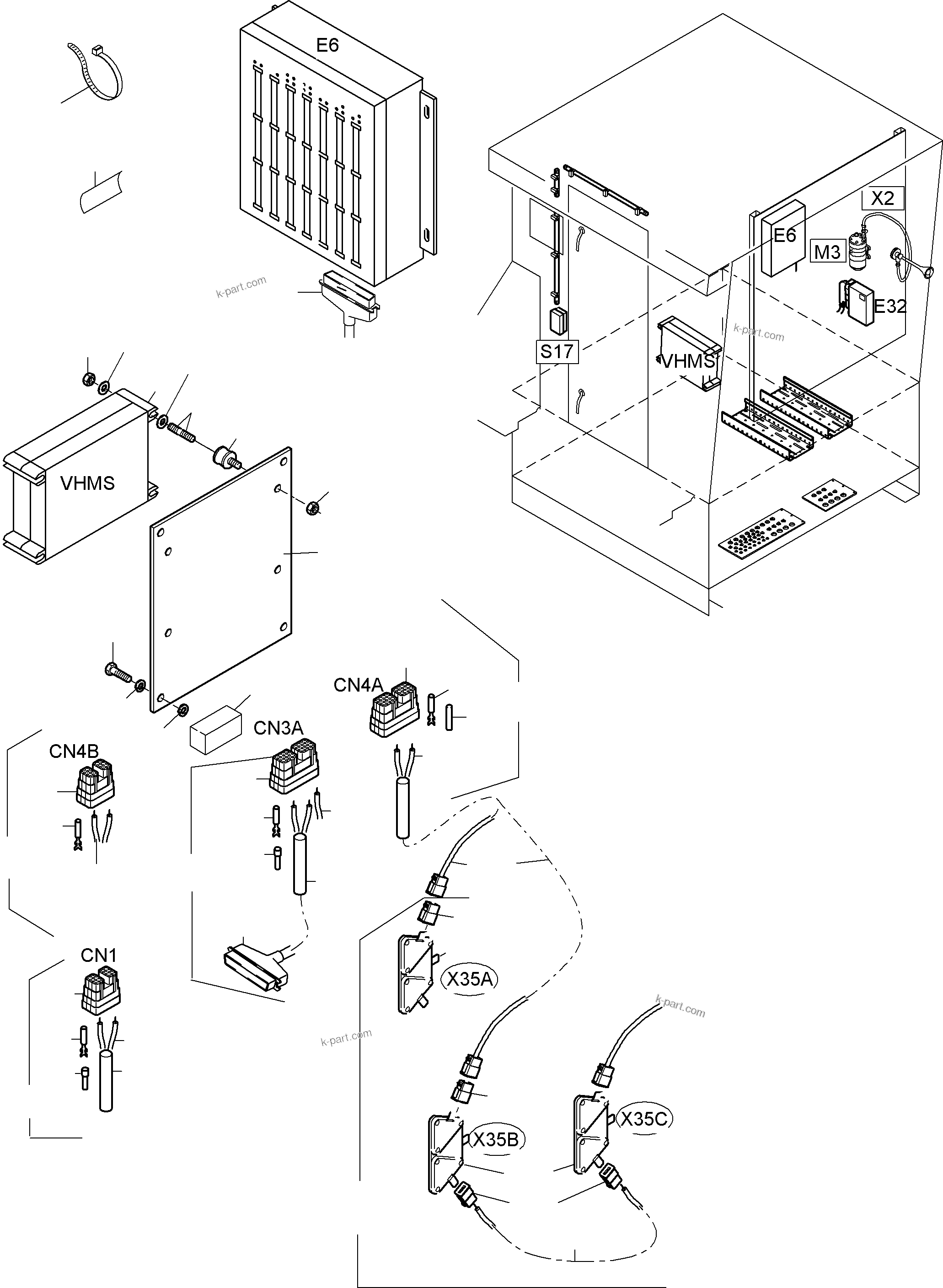 Komatsu parts book diagram for PC4000-6 S/N 08177: ELECTRIC - CAB SUPPORT