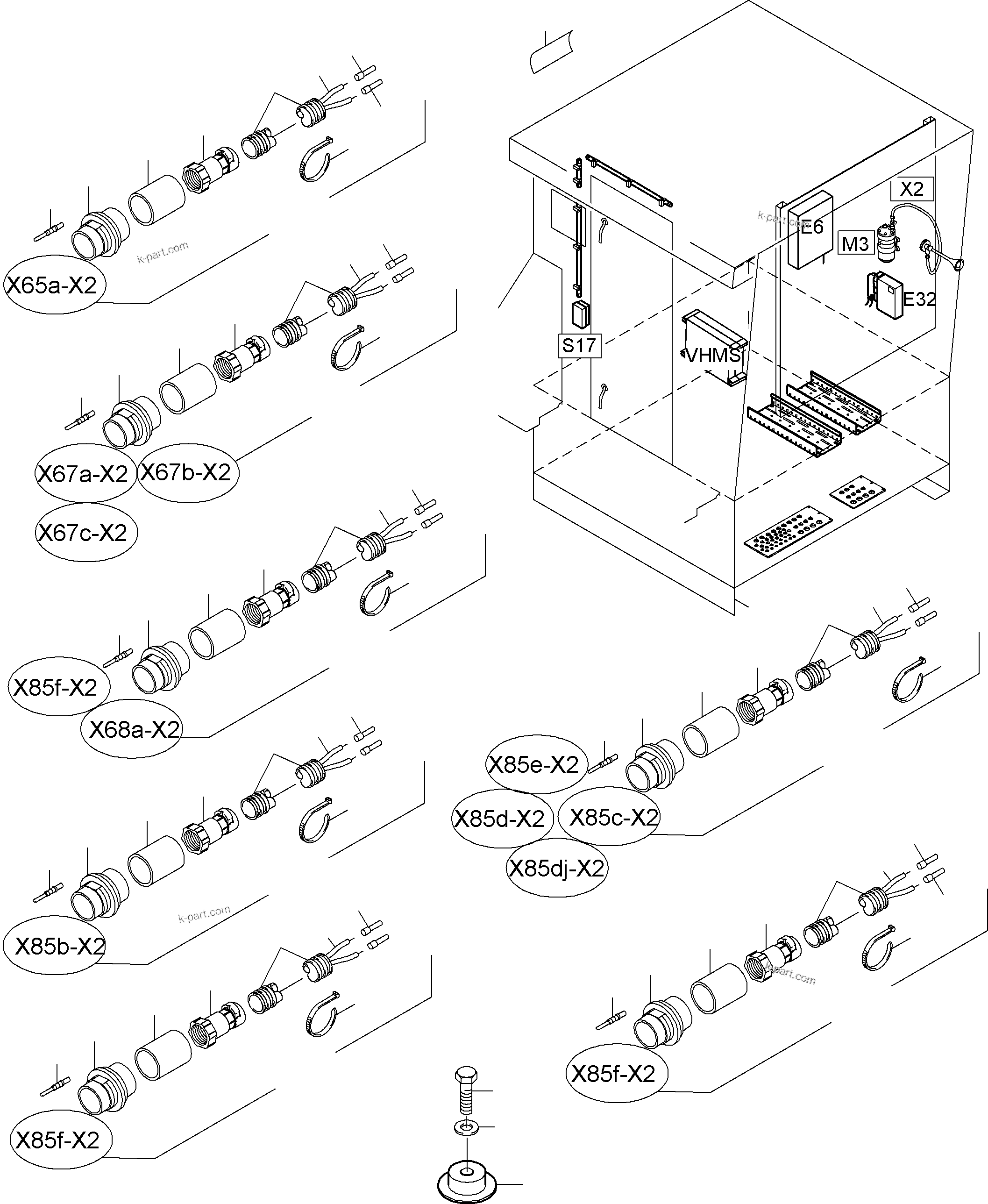 Komatsu parts book diagram for PC4000-6 S/N 08177: ELECTRIC - CAB SUPPORT