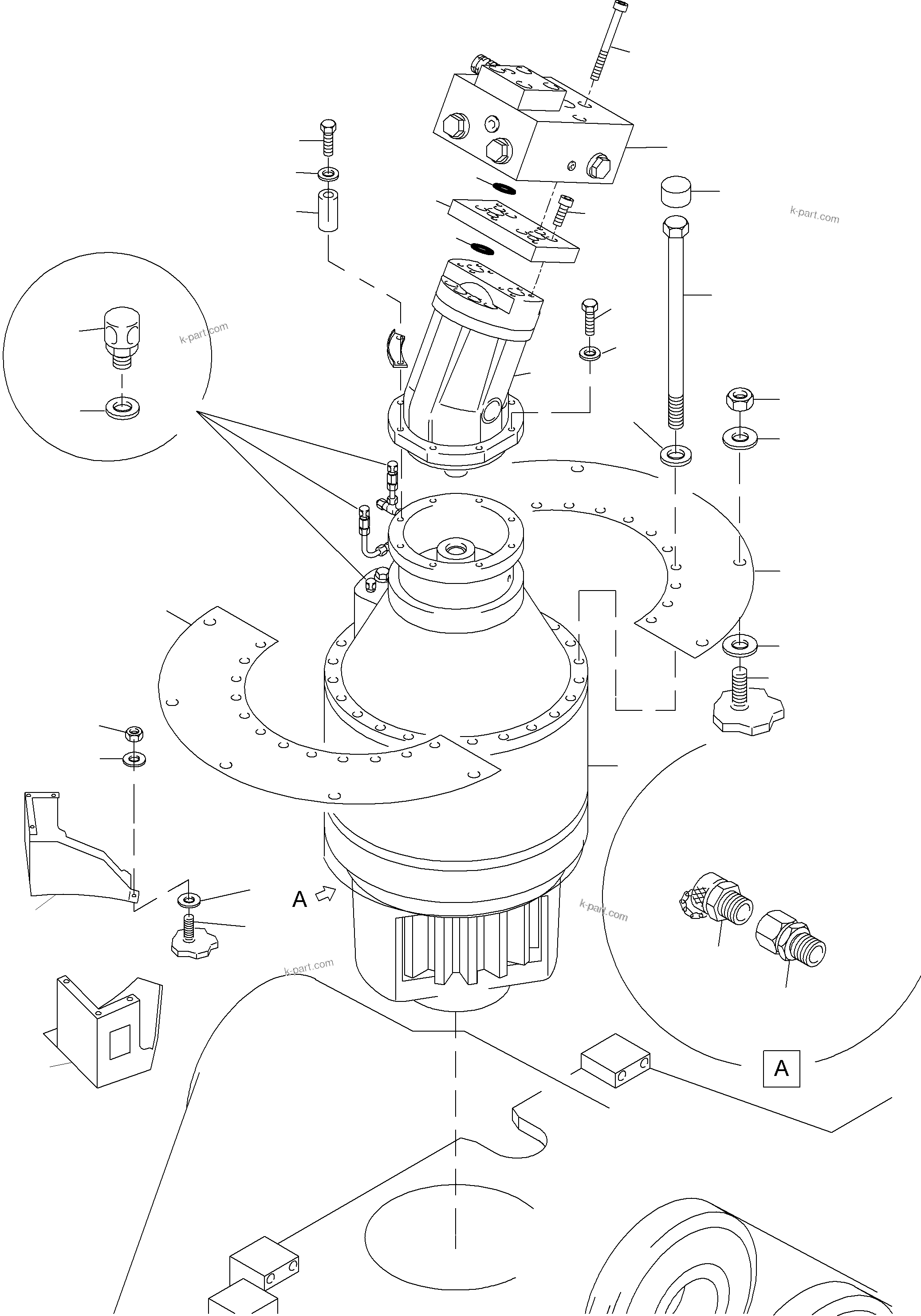 Komatsu parts book diagram for PC4000-6 S/N 08177: SLEW GEAR ARR.