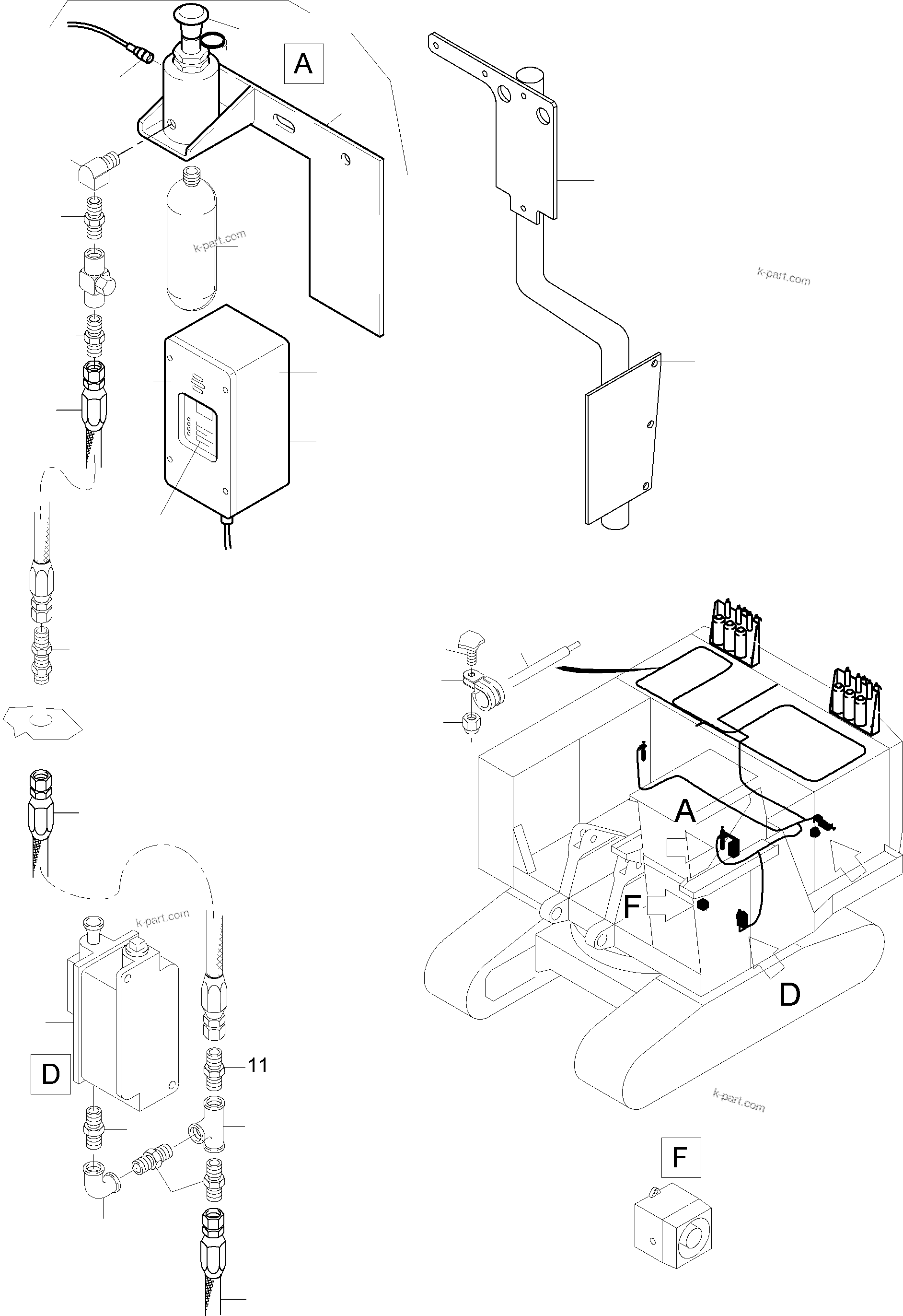Komatsu parts book diagram for PC4000-6 S/N 08177: ACTUATING SYSTEM, HANDOPERATED