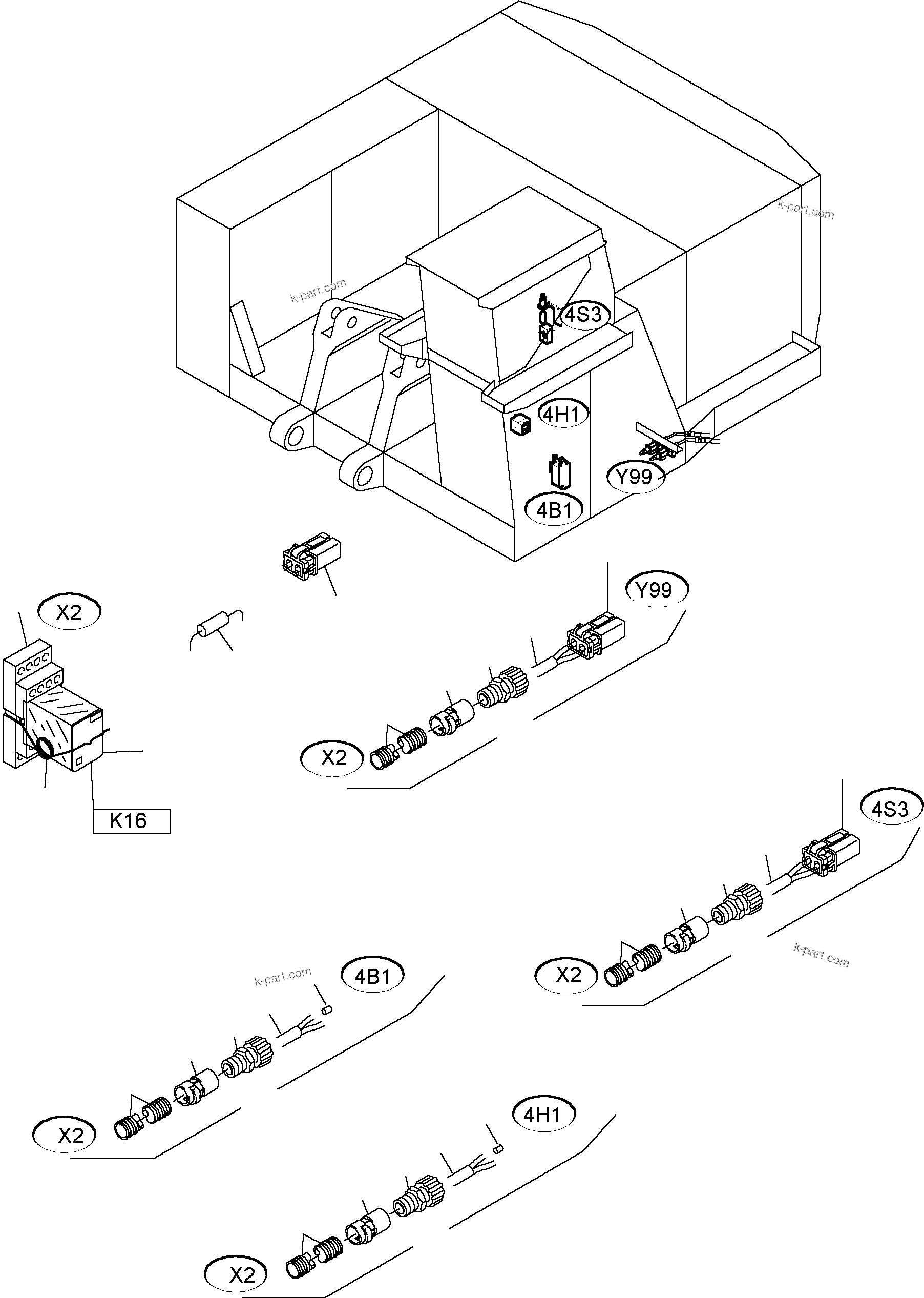 Komatsu parts book diagram for PC4000-6 S/N 08177: ELECTRIC PARTS - FUEL LOCK-UP VALVE