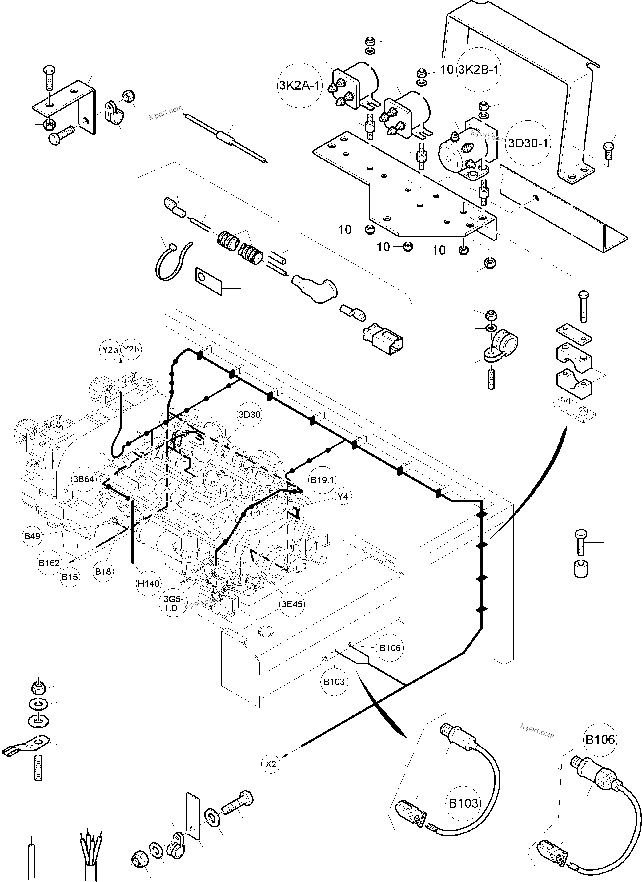Komatsu parts book diagram for PC4000-6 S/N 08177: CABLES - ENGINE AND TRANSMITTER
