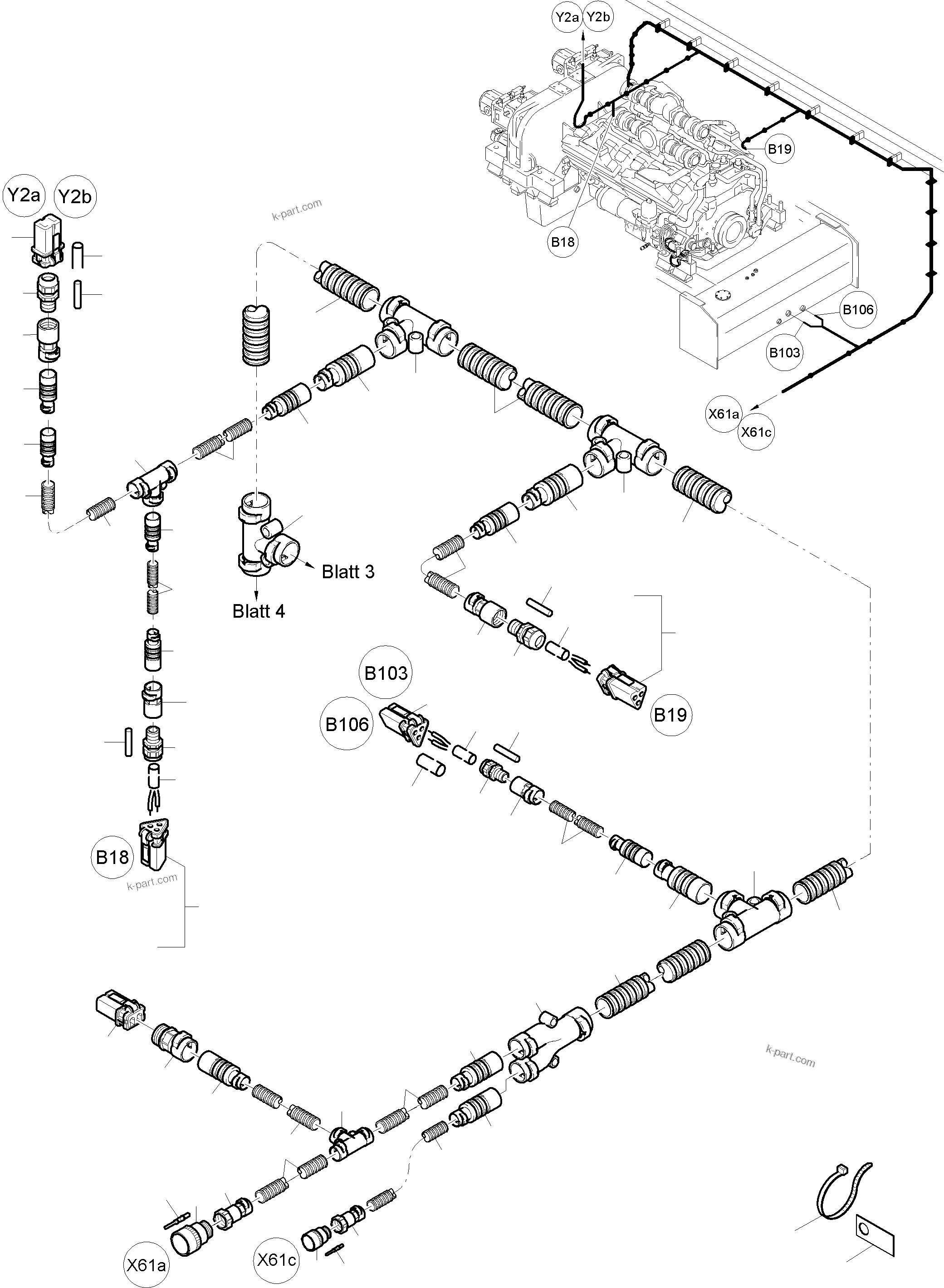 Komatsu parts book diagram for PC4000-6 S/N 08177: CABLES - ENGINE AND TRANSMITTER
