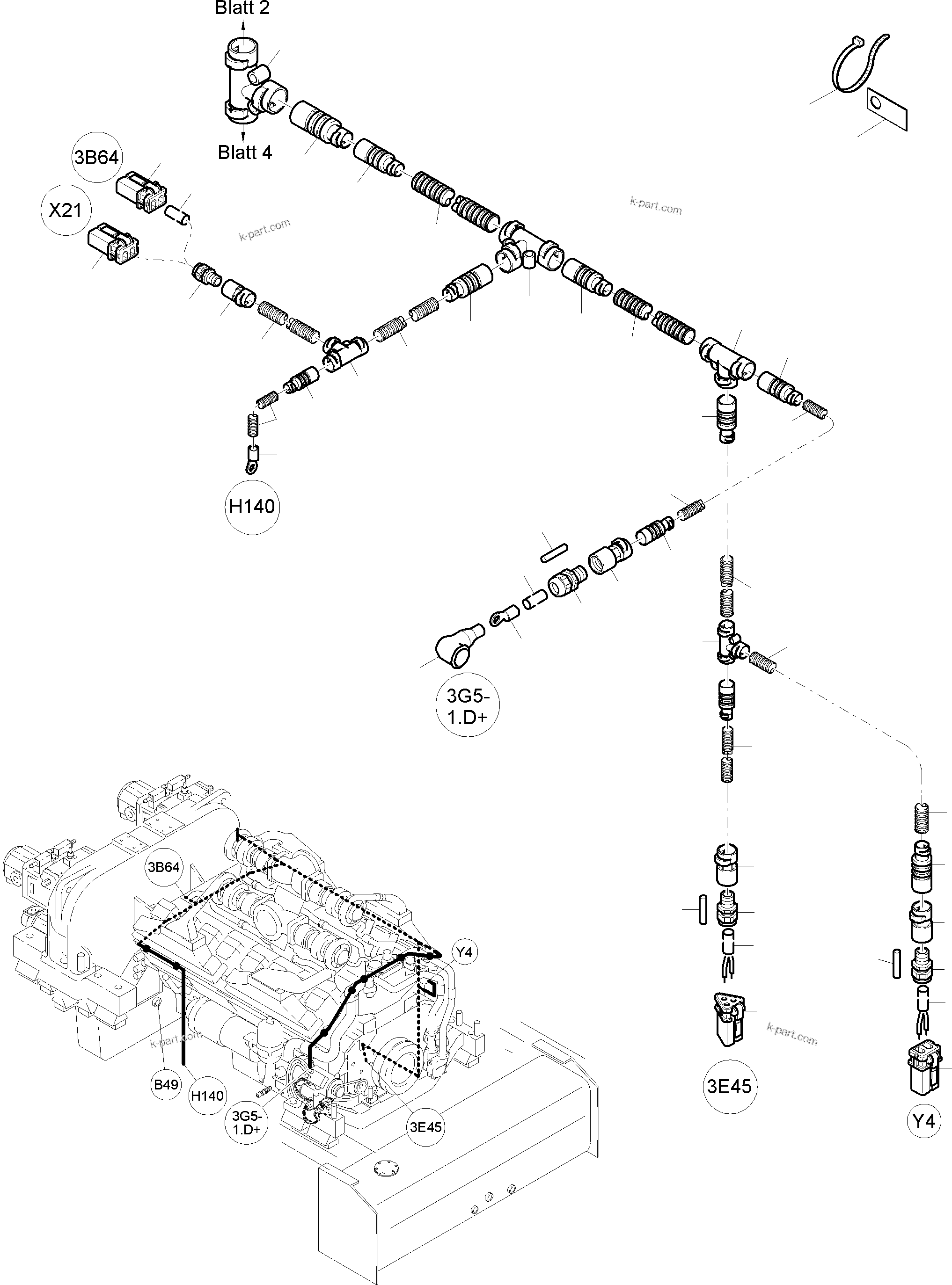 Komatsu parts book diagram for PC4000-6 S/N 08177: CABLES - ENGINE AND TRANSMITTER