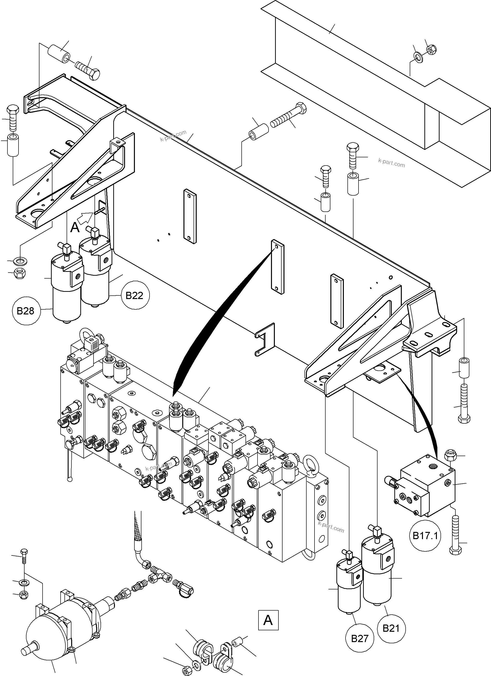 Komatsu parts book diagram for PC4000-6 S/N 08177: CONTROL- AND FILTER PLATE