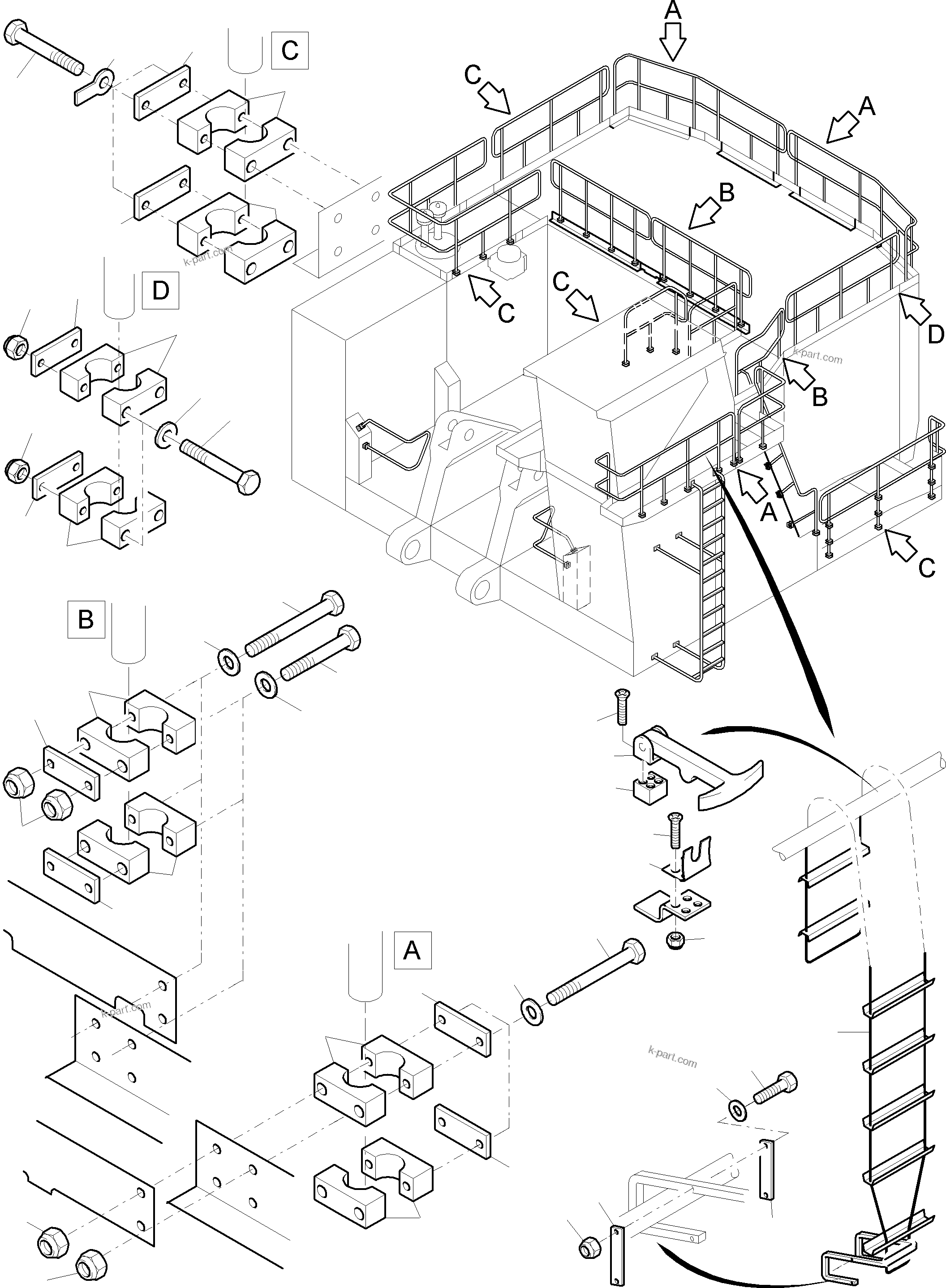 Komatsu parts book diagram for PC4000-6 S/N 08177: RAILS AND PLATFORMS