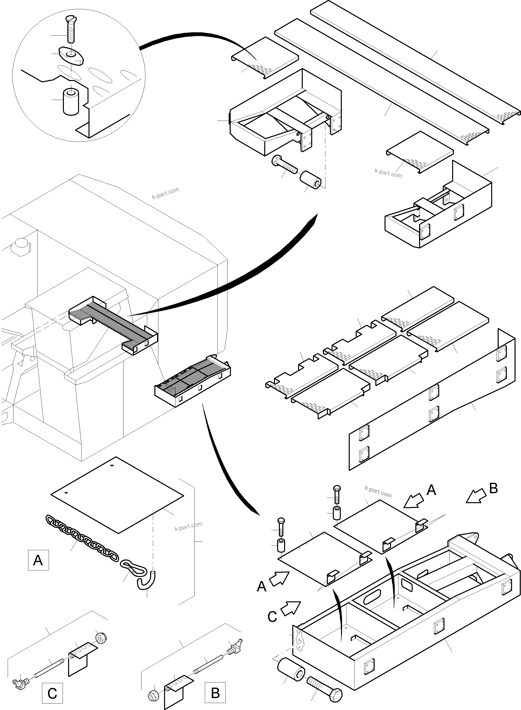 Komatsu parts book diagram for PC4000-6 S/N 08177: RAILS AND PLATFORMS