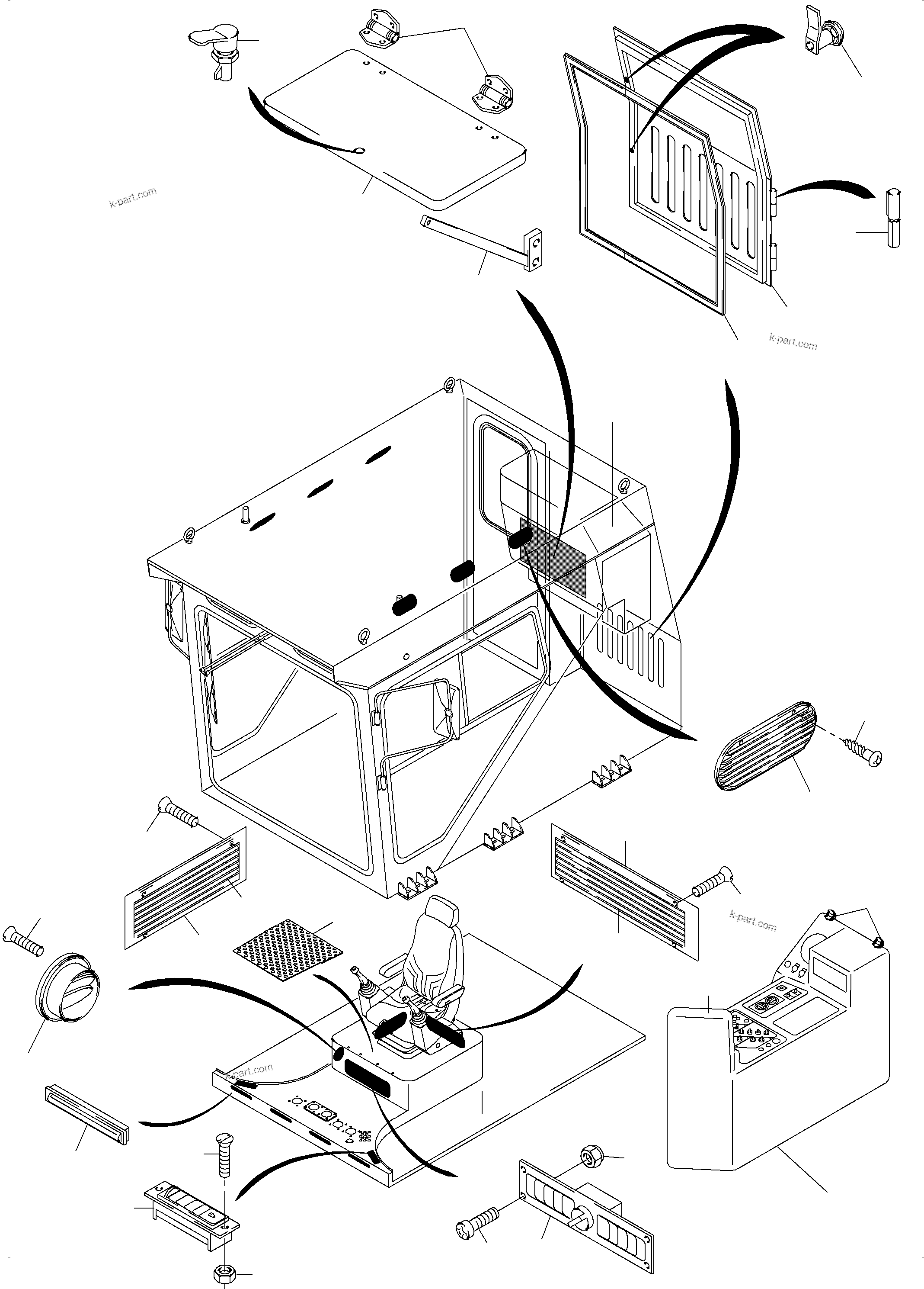 Komatsu parts book diagram for PC4000-6 S/N 08177: OPERATOR'S CAB