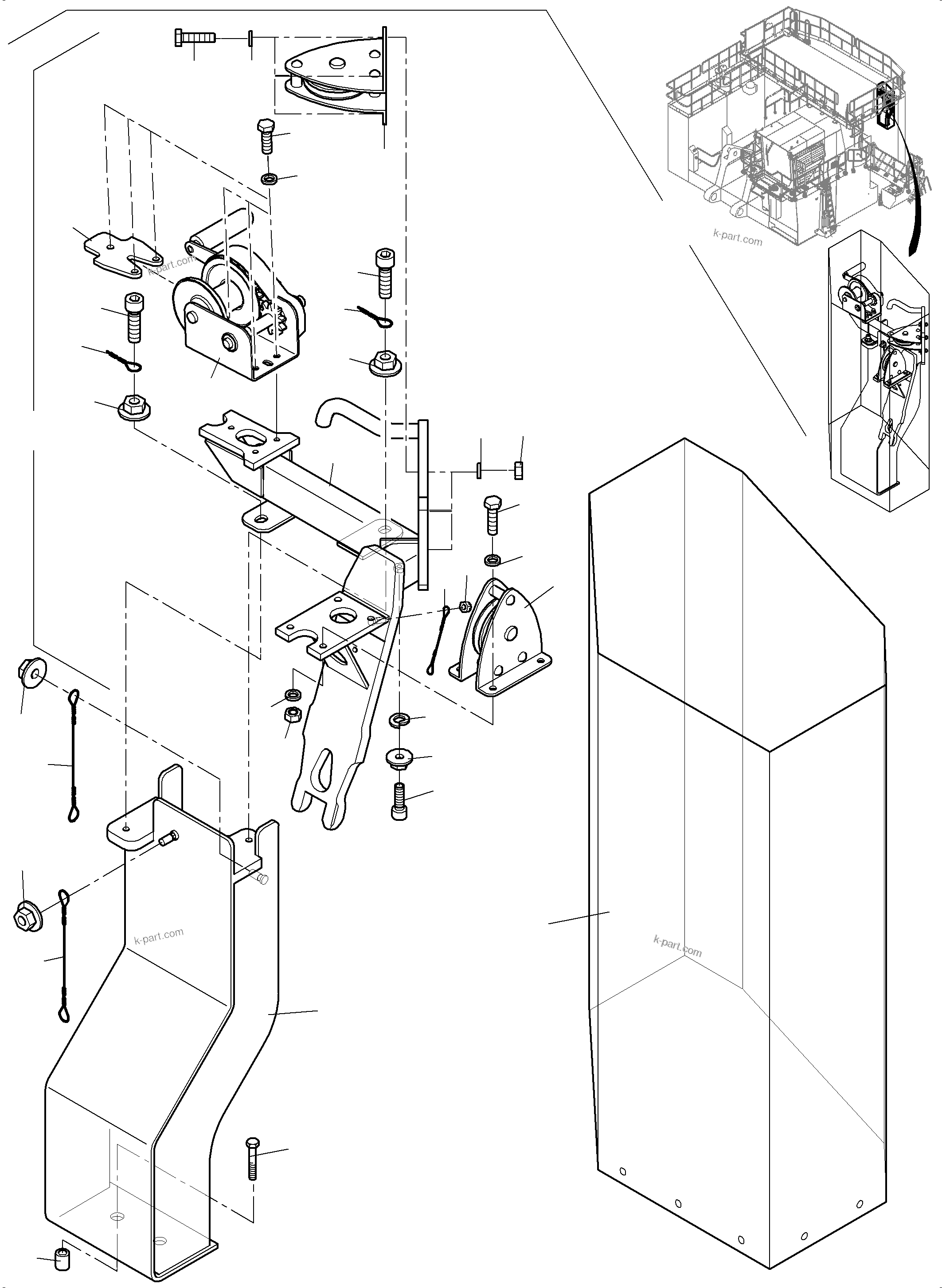 Komatsu parts book diagram for PC4000-6E S/N 08299: INSTALLATION WINCH