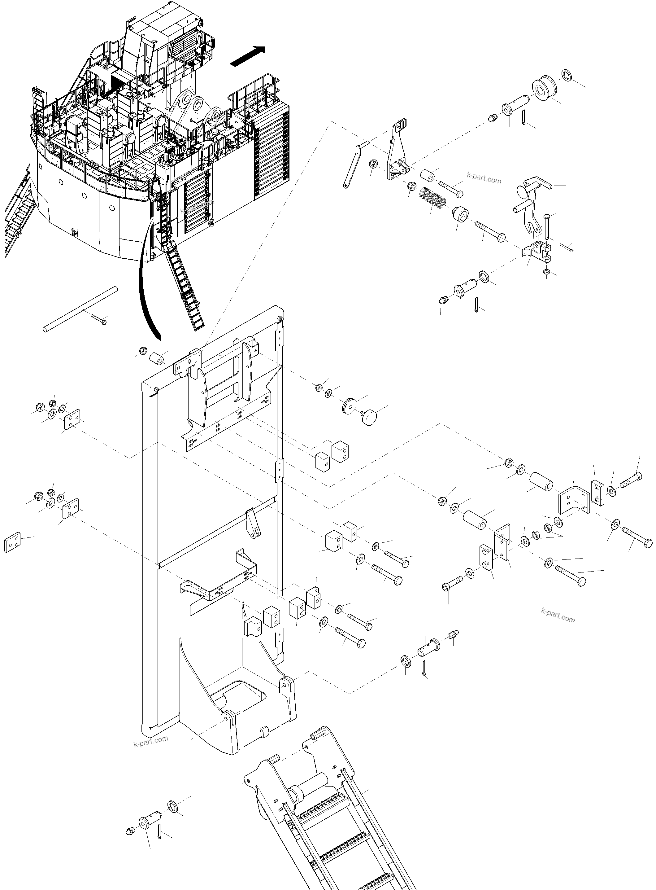 Komatsu parts book diagram for PC4000-6E S/N 08299: EMERGENCY LADDER-MACHINE COVERING