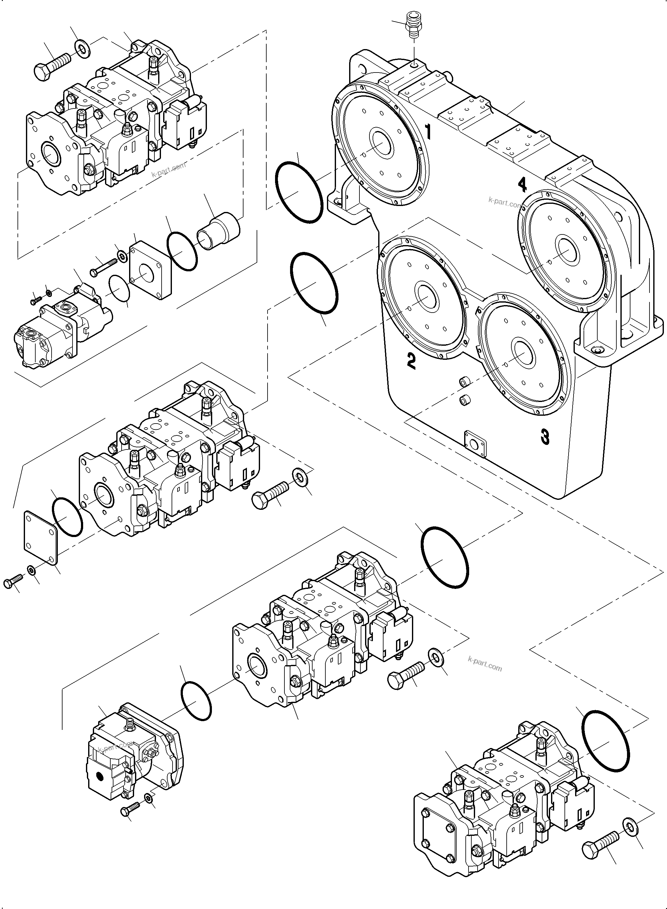 Komatsu parts book diagram for PC4000-6E S/N 08299: PUMP MOUNTING; COVER PDG