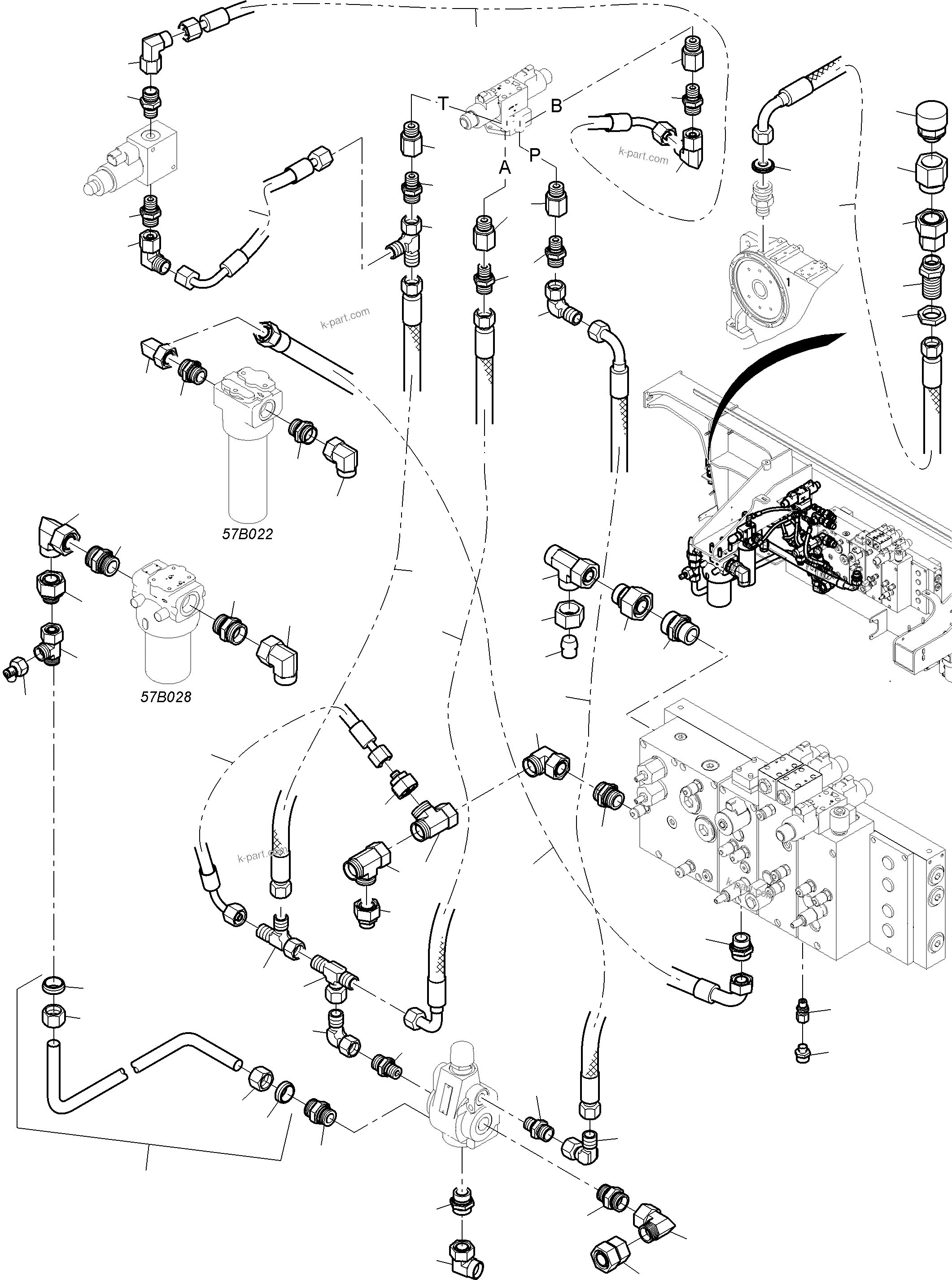 Komatsu parts book diagram for PC4000-6E S/N 08299: CONTROL- AND FILTER PLATE PIPING