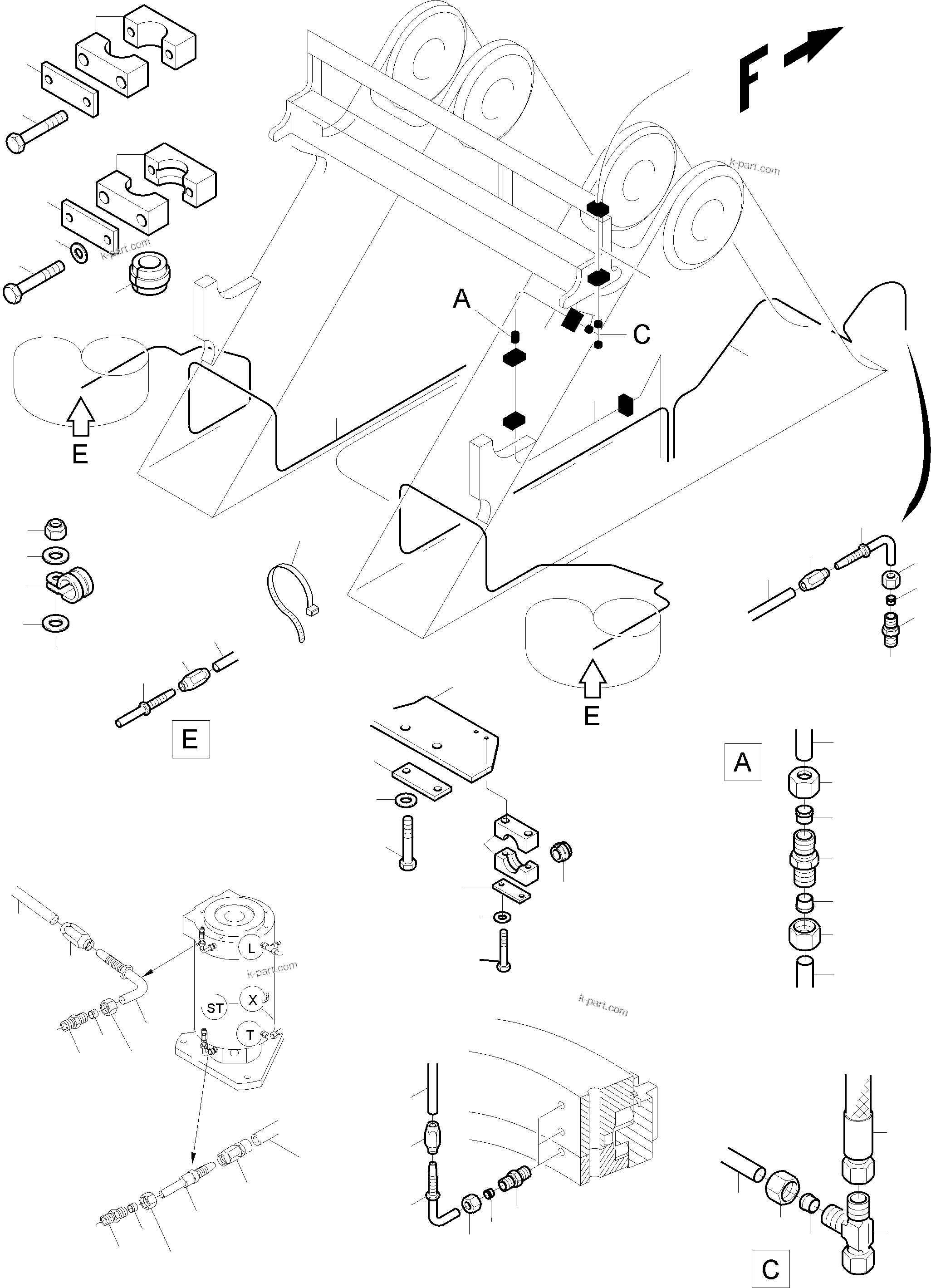 Komatsu parts book diagram for PC4000-6E S/N 08299: LUBE DISTRIBUTOR SLEW RING