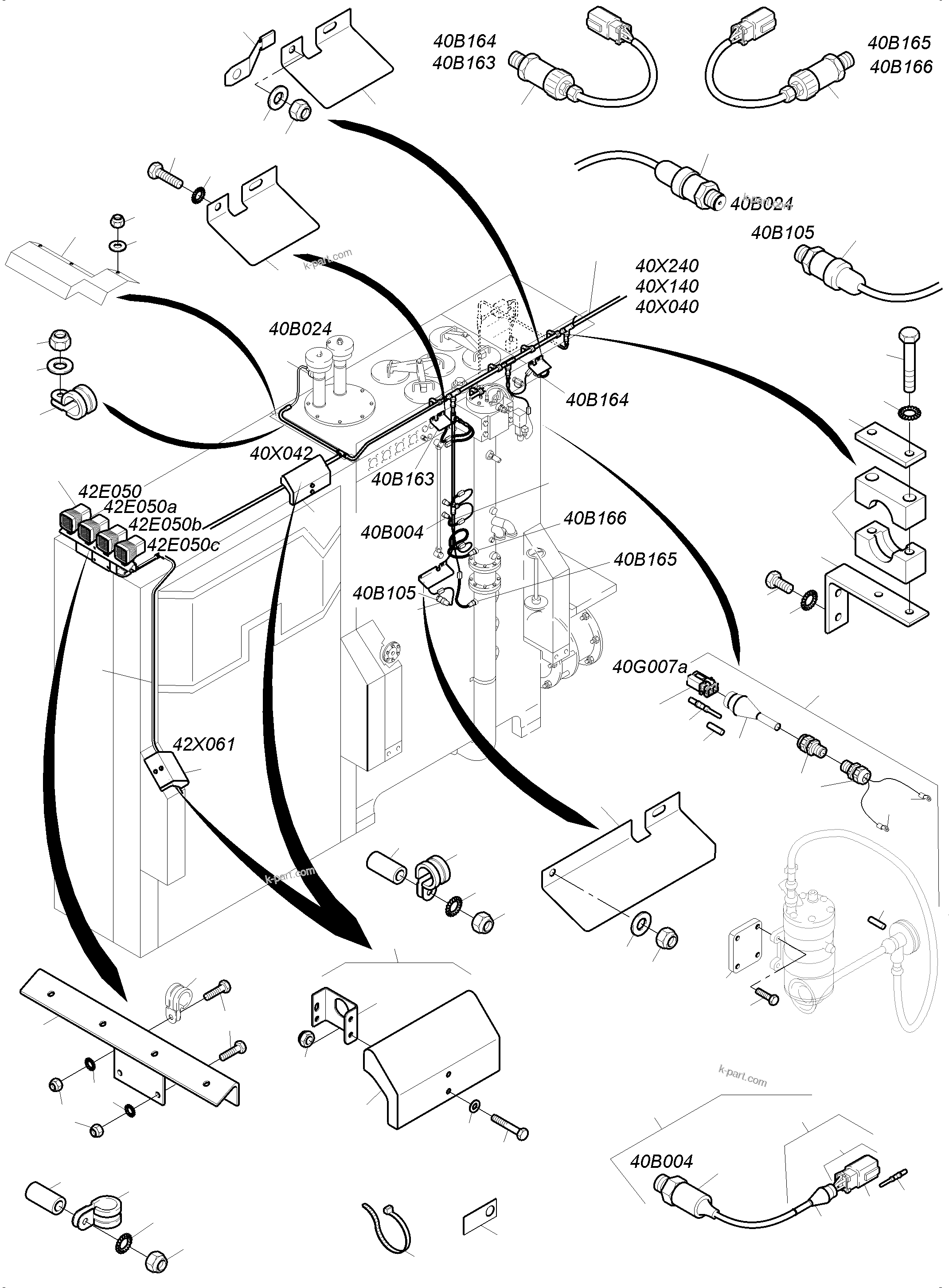 Komatsu parts book diagram for PC4000-6E S/N 08299: CABLES - OIL TANK AND SWITCH - TRANSFUSING PUMP