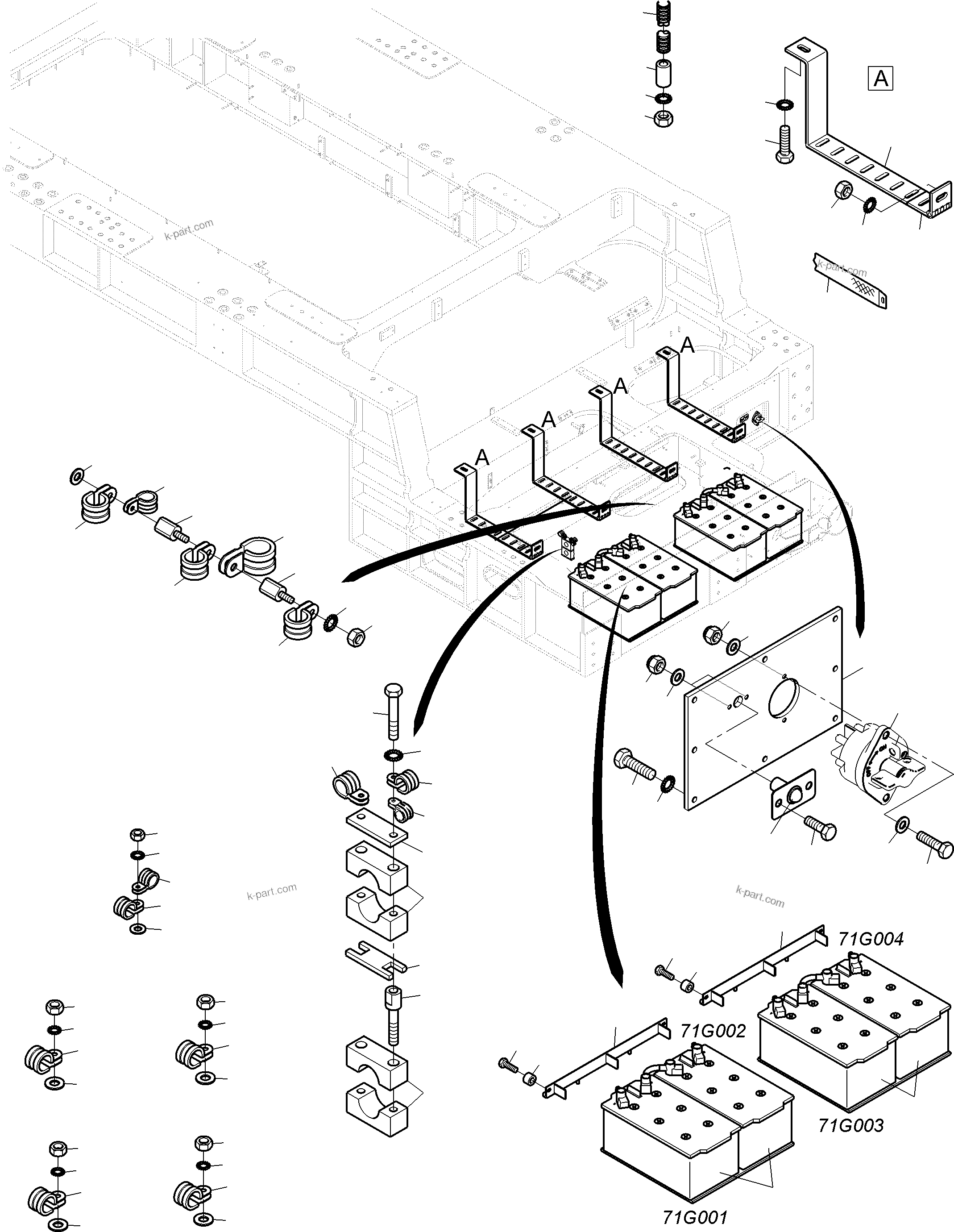Komatsu parts book diagram for PC4000-6E S/N 08299: BATTERIES WITH CABLES