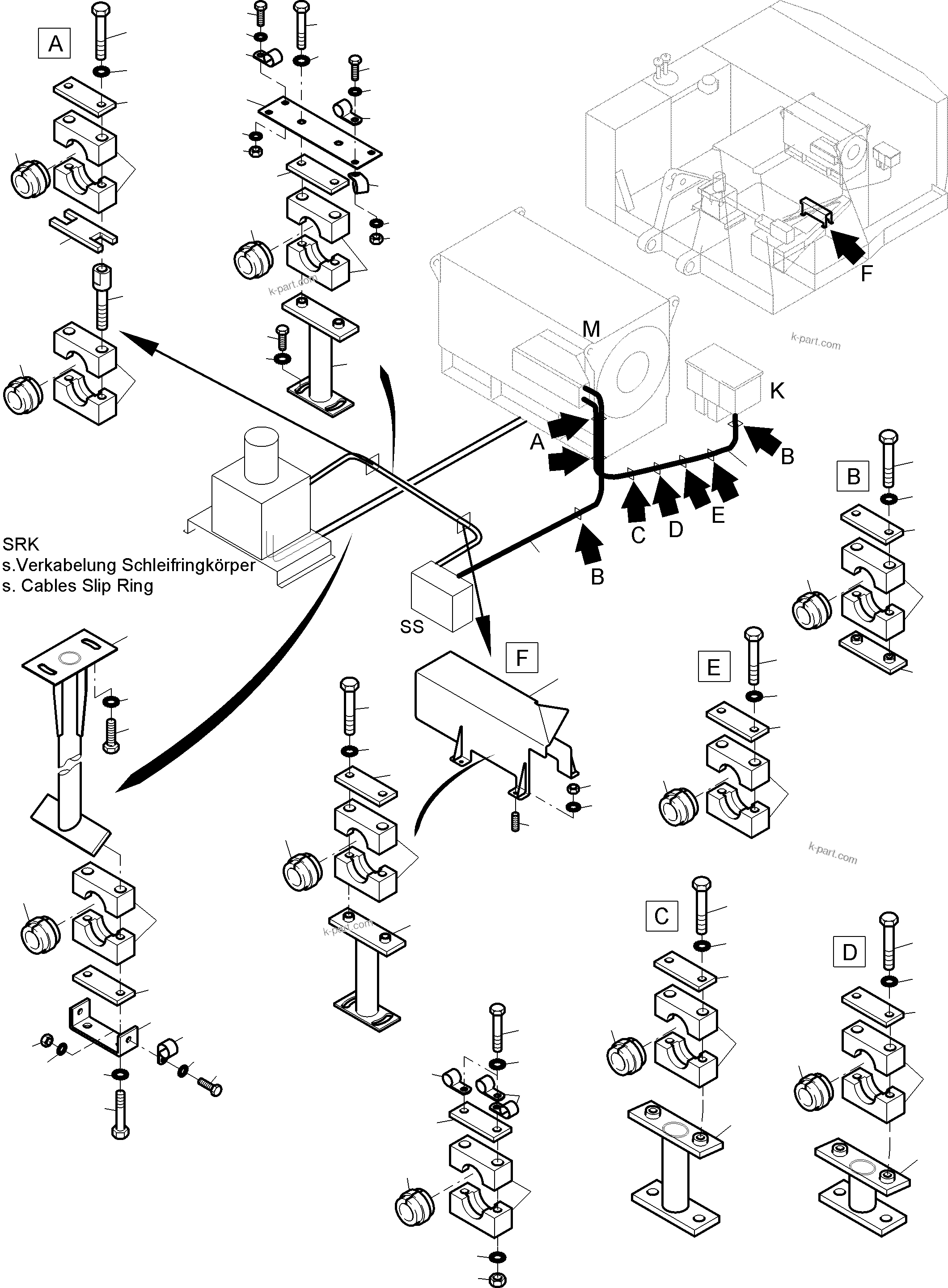 Komatsu parts book diagram for PC4000-6E S/N 08299: CABLES - ELECTRIC MOTOR