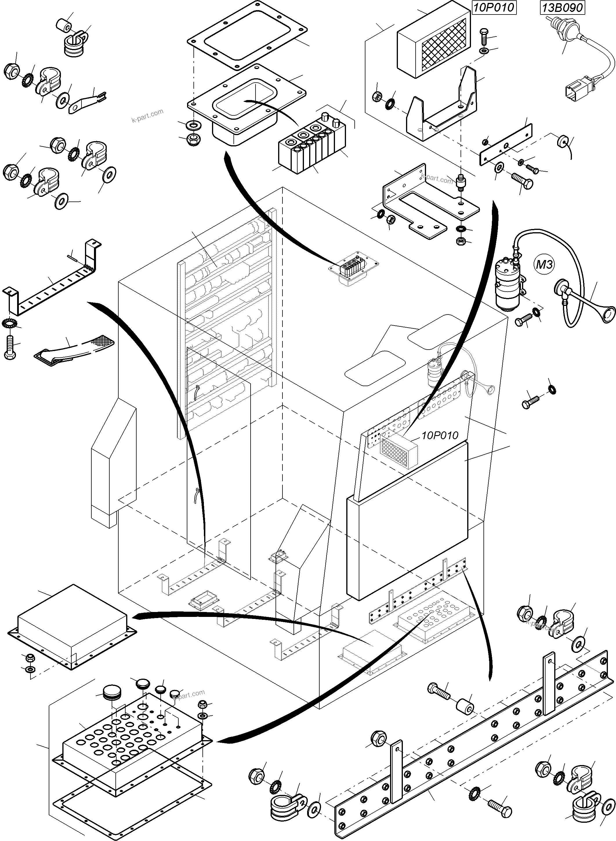 Komatsu parts book diagram for PC4000-6E S/N 08299: ELECTIC - CAB SUPPORT